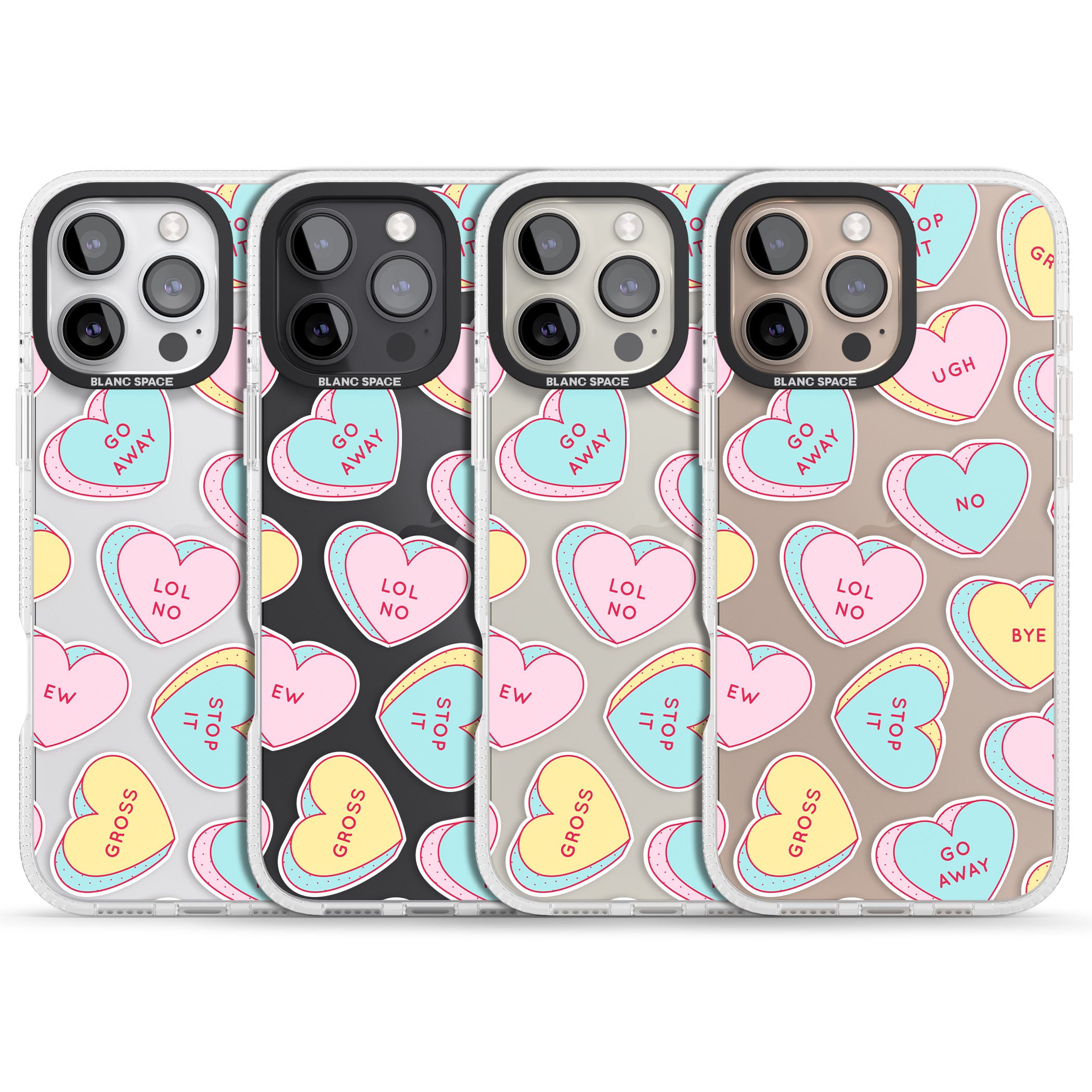Sarcastic Love Hearts iPhone 16 Pro Max / 16 Pro Clear Case Impact Air - Blanc Space