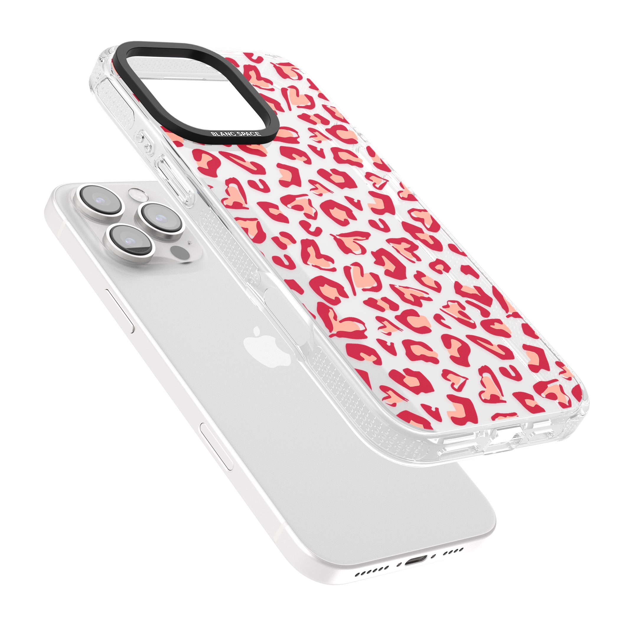 Heart Leopard Print iPhone 16 Pro Max / 16 Pro Clear Case Impact Air - Blanc Space
