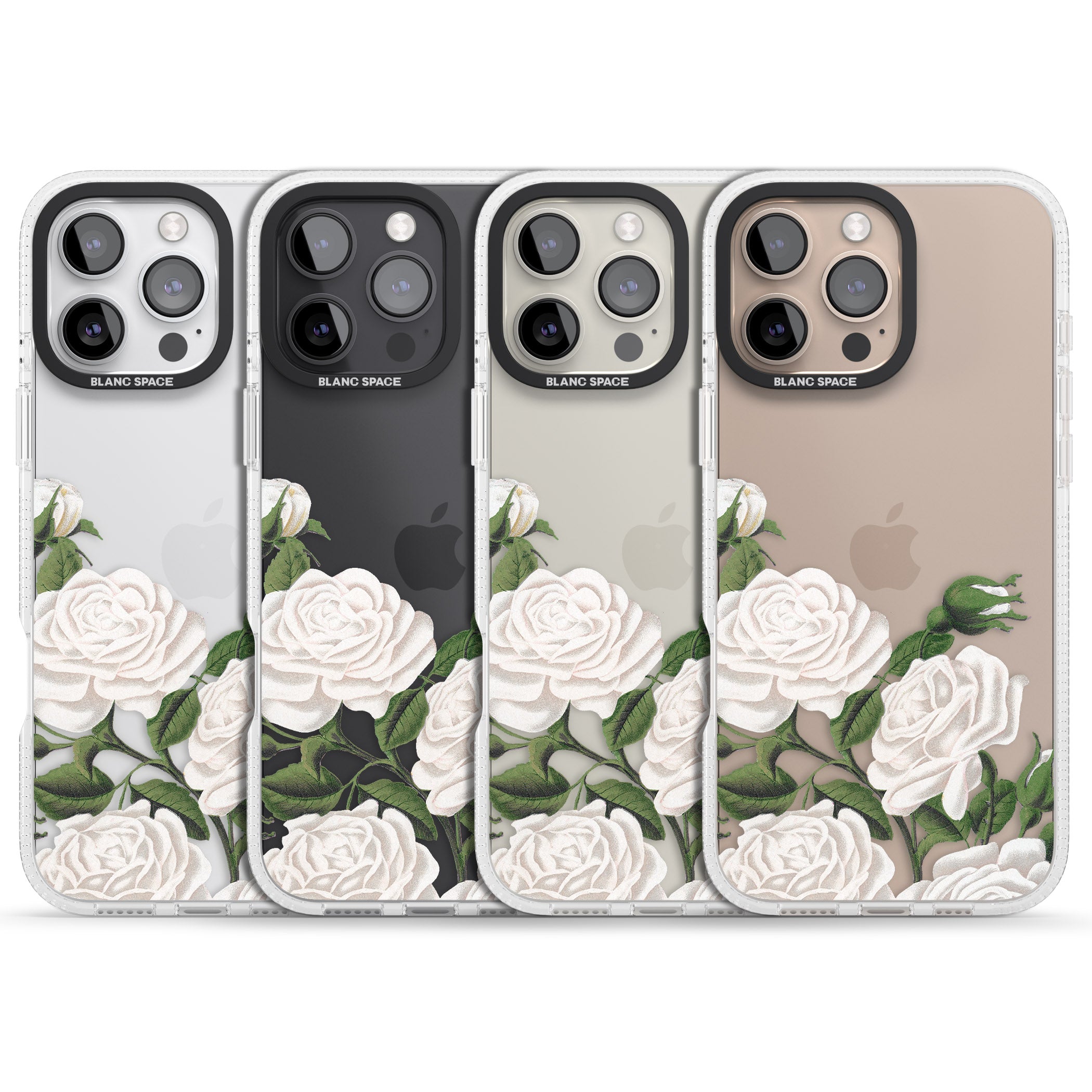 White Vintage Painted Flowers iPhone 16 Pro Max / 16 Pro Clear Case Impact Air - Blanc Space