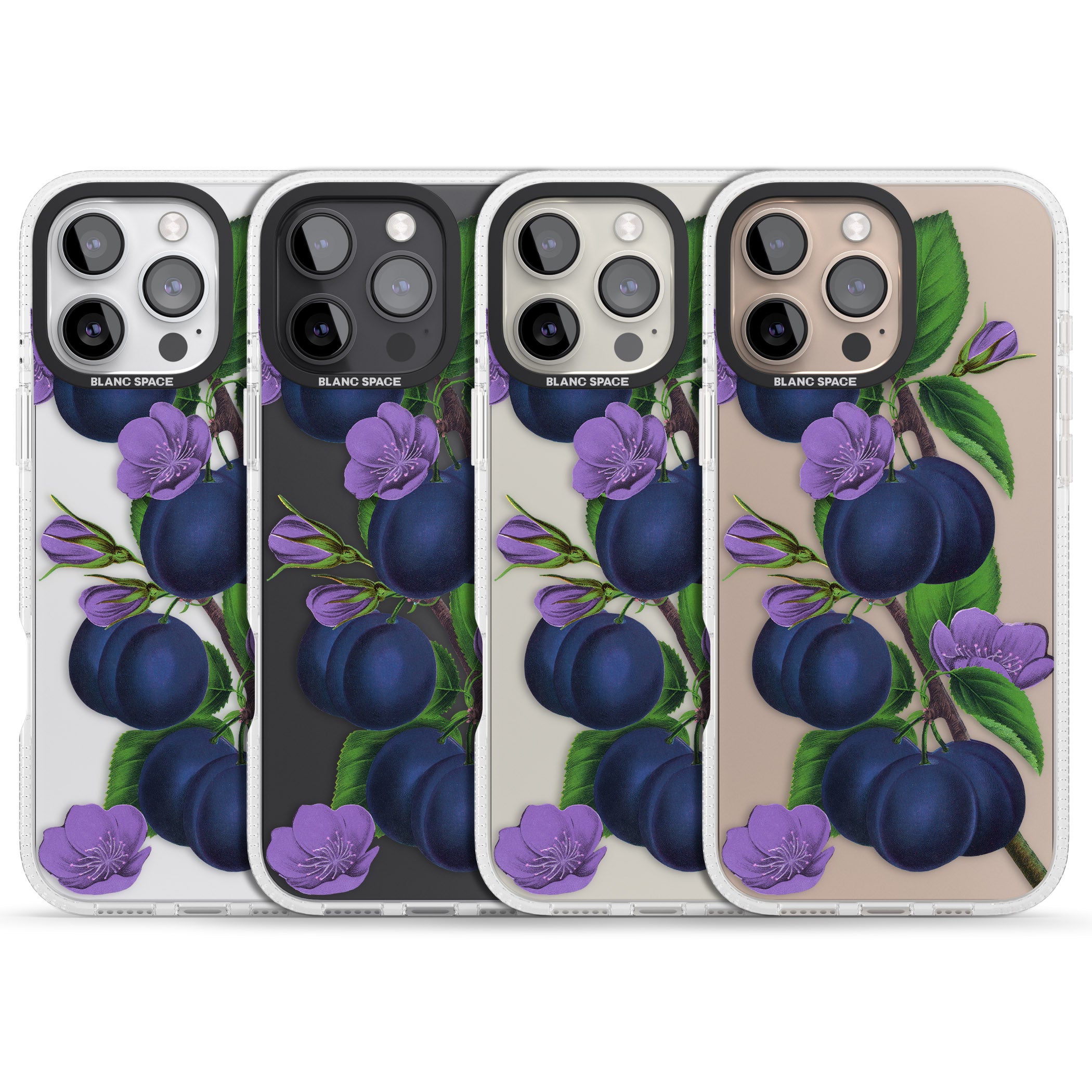 Vintage Painted Plums iPhone 16 Pro Max / 16 Pro Clear Case Impact Air - Blanc Space