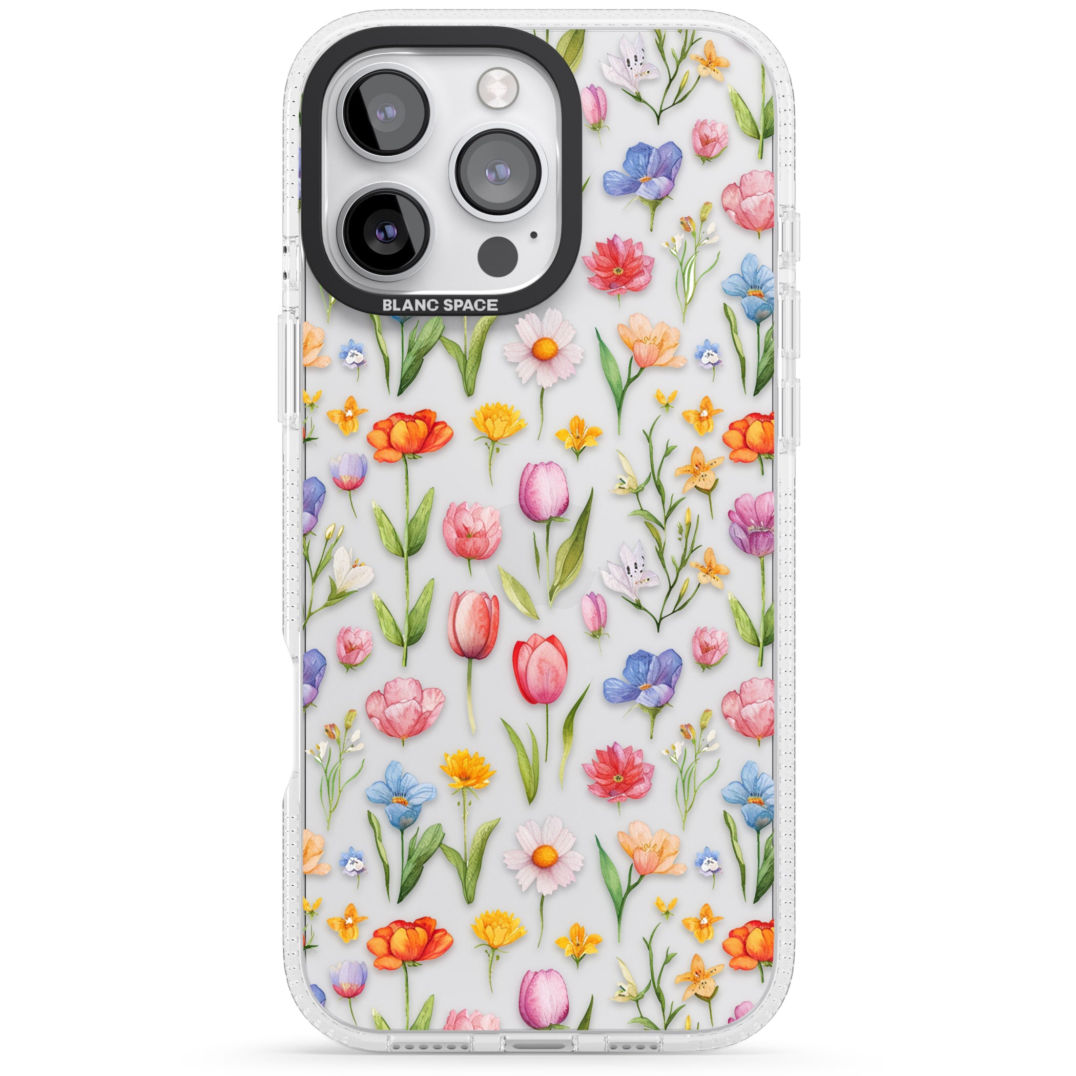 Small Flower Mix iPhone 16 Pro Max / 16 Pro Clear Case Impact Air - Blanc Space