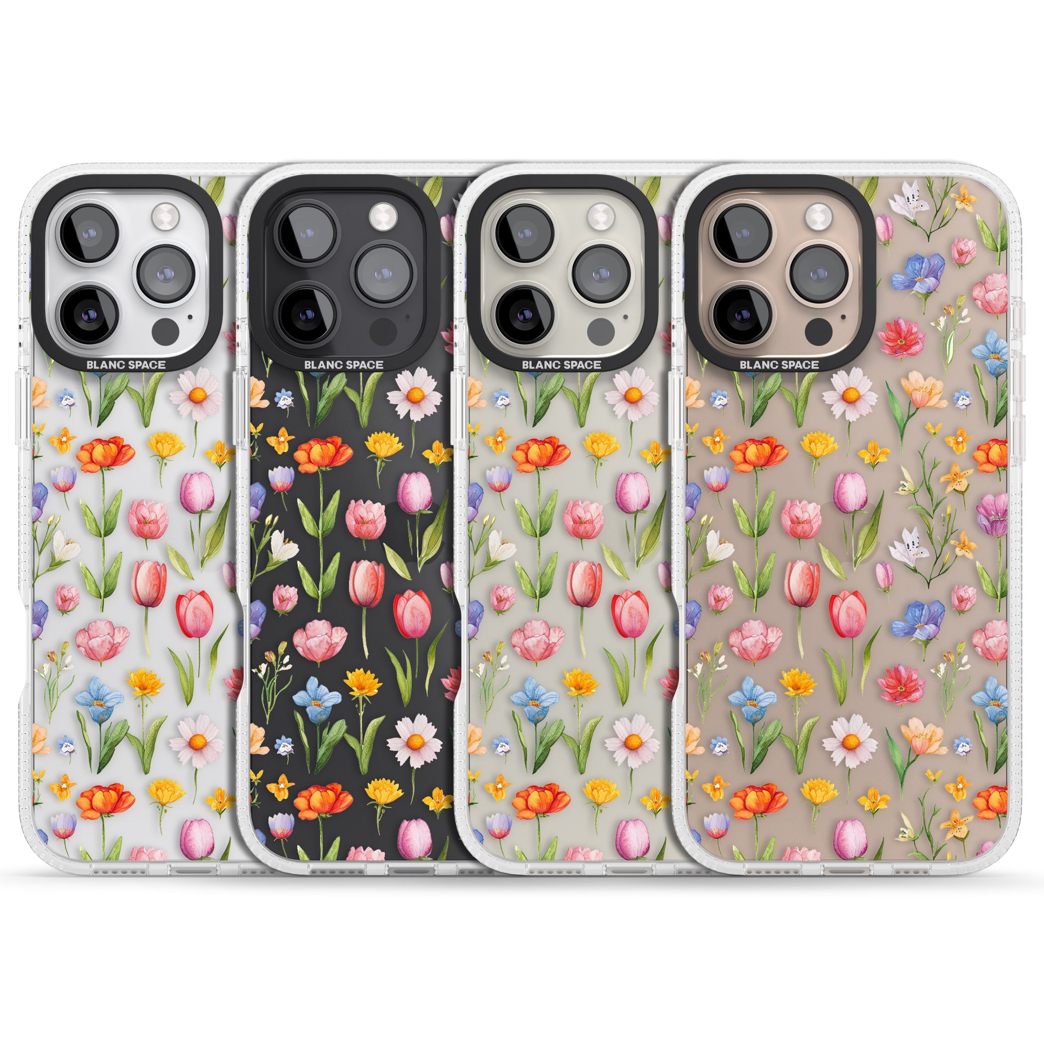 Small Flower Mix iPhone 16 Pro Max / 16 Pro Clear Case Impact Air - Blanc Space