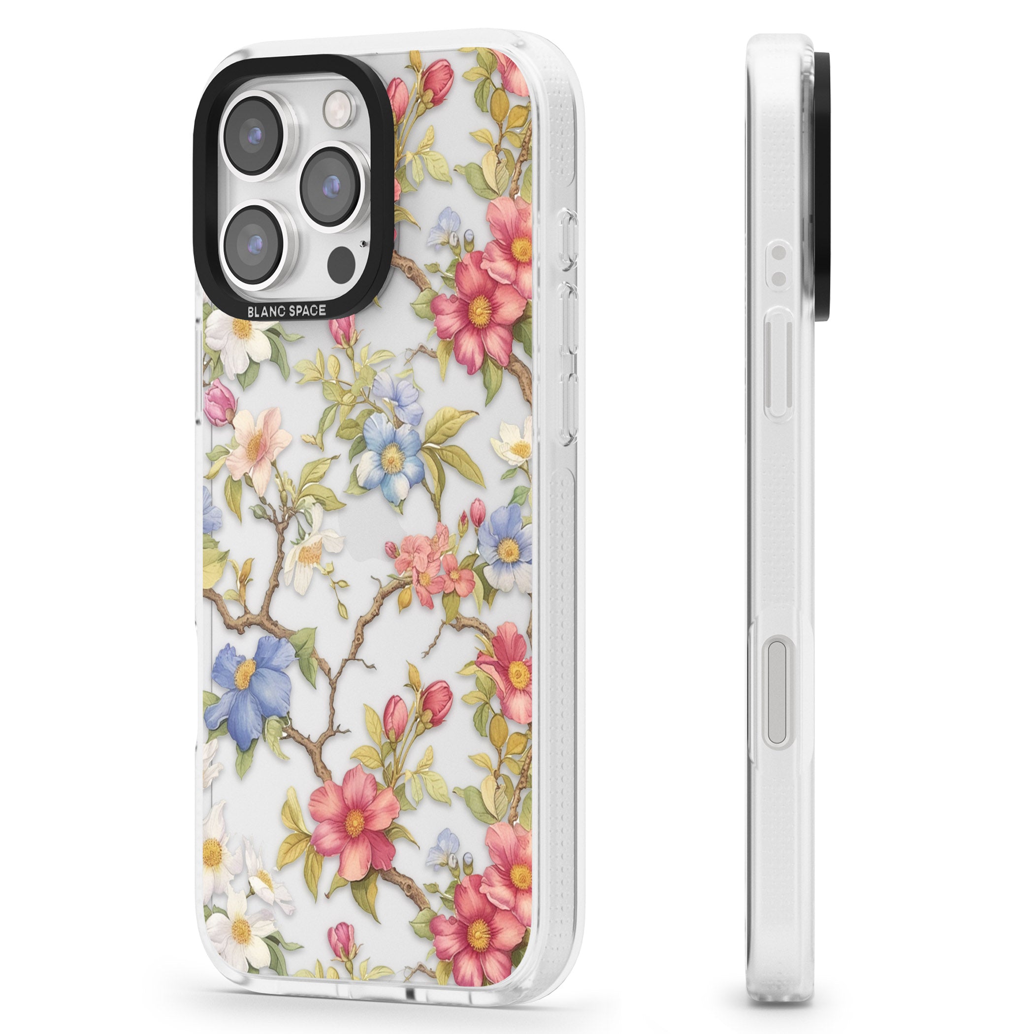 Vintage Vines & Flowers iPhone 16 Pro Max / 16 Pro Clear Case Impact Air - Blanc Space