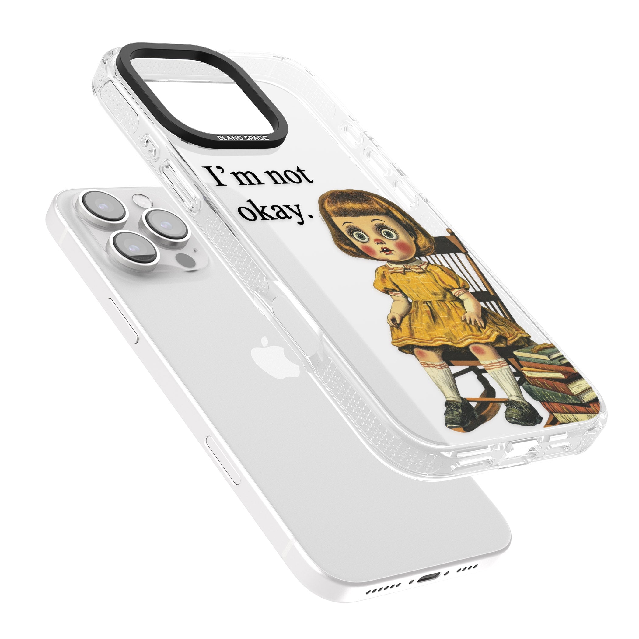 I'm Not Okay iPhone 16 Pro Max / 16 Pro Clear Case Impact Air - Blanc Space