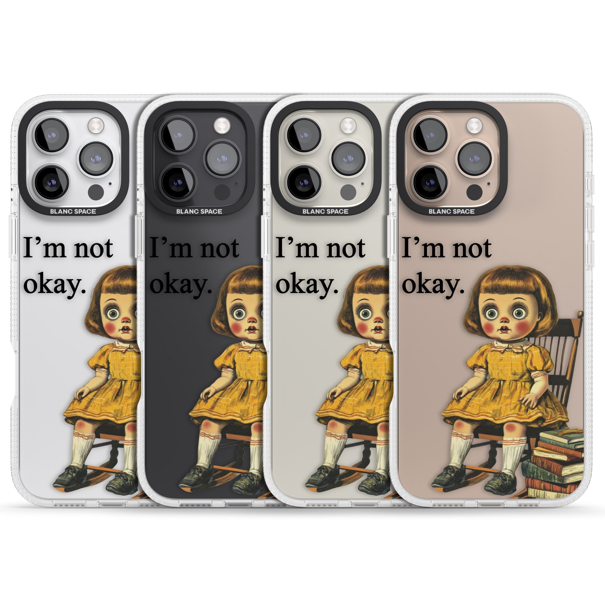 I'm Not Okay iPhone 16 Pro Max / 16 Pro Clear Case Impact Air - Blanc Space