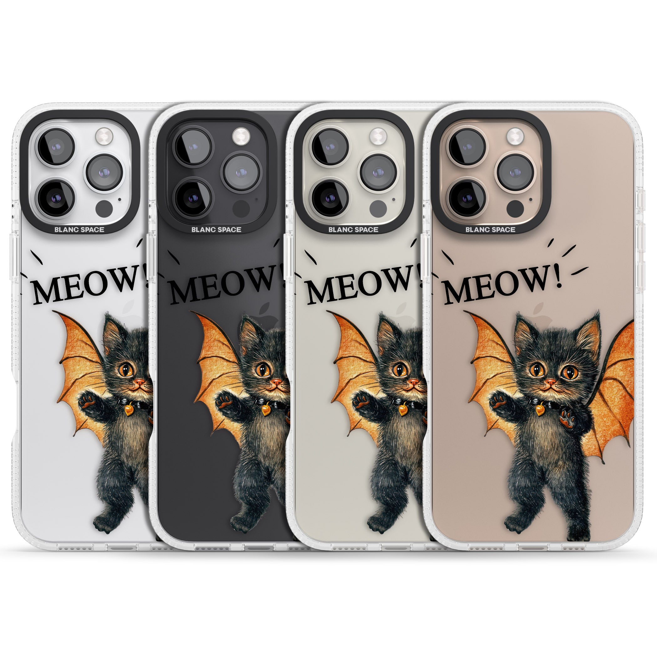 MEOW! iPhone 16 Pro Max / 16 Pro Clear Case Impact Air - Blanc Space