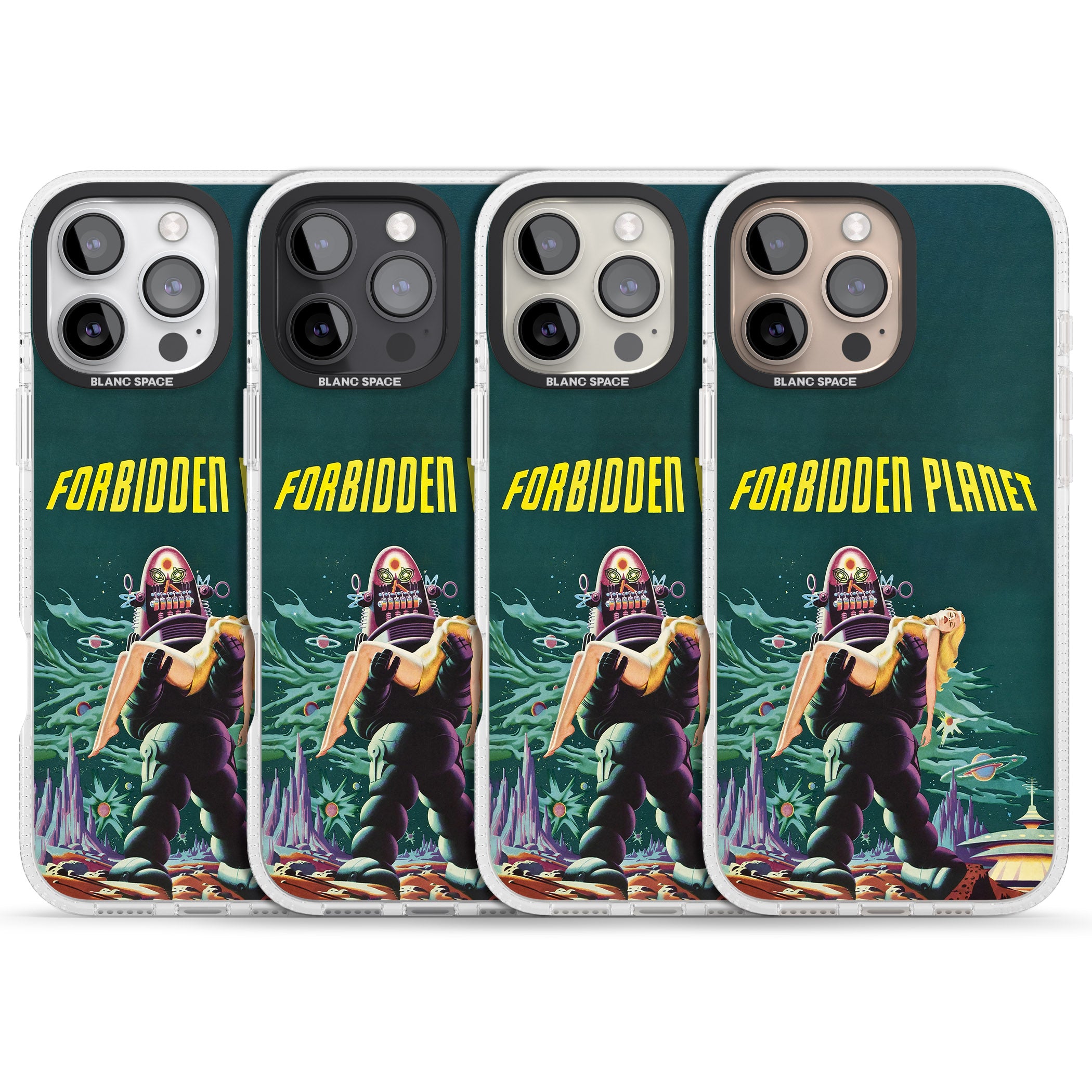 Forbidden Planet Poster iPhone 16 Pro Max / 16 Pro Clear Case Impact Air - Blanc Space