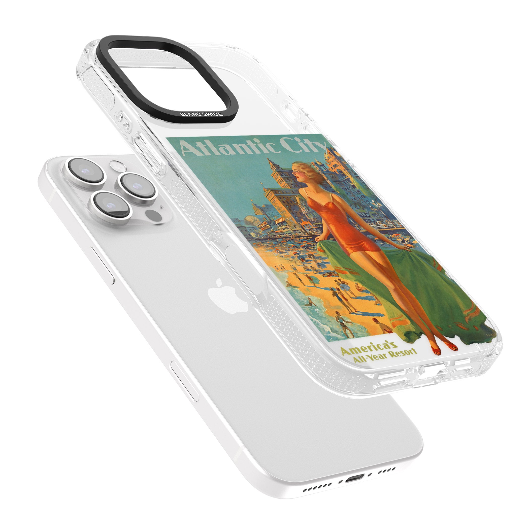 Atlantic City Vacation Poster iPhone 16 Pro Max / 16 Pro Clear Case Impact Air - Blanc Space