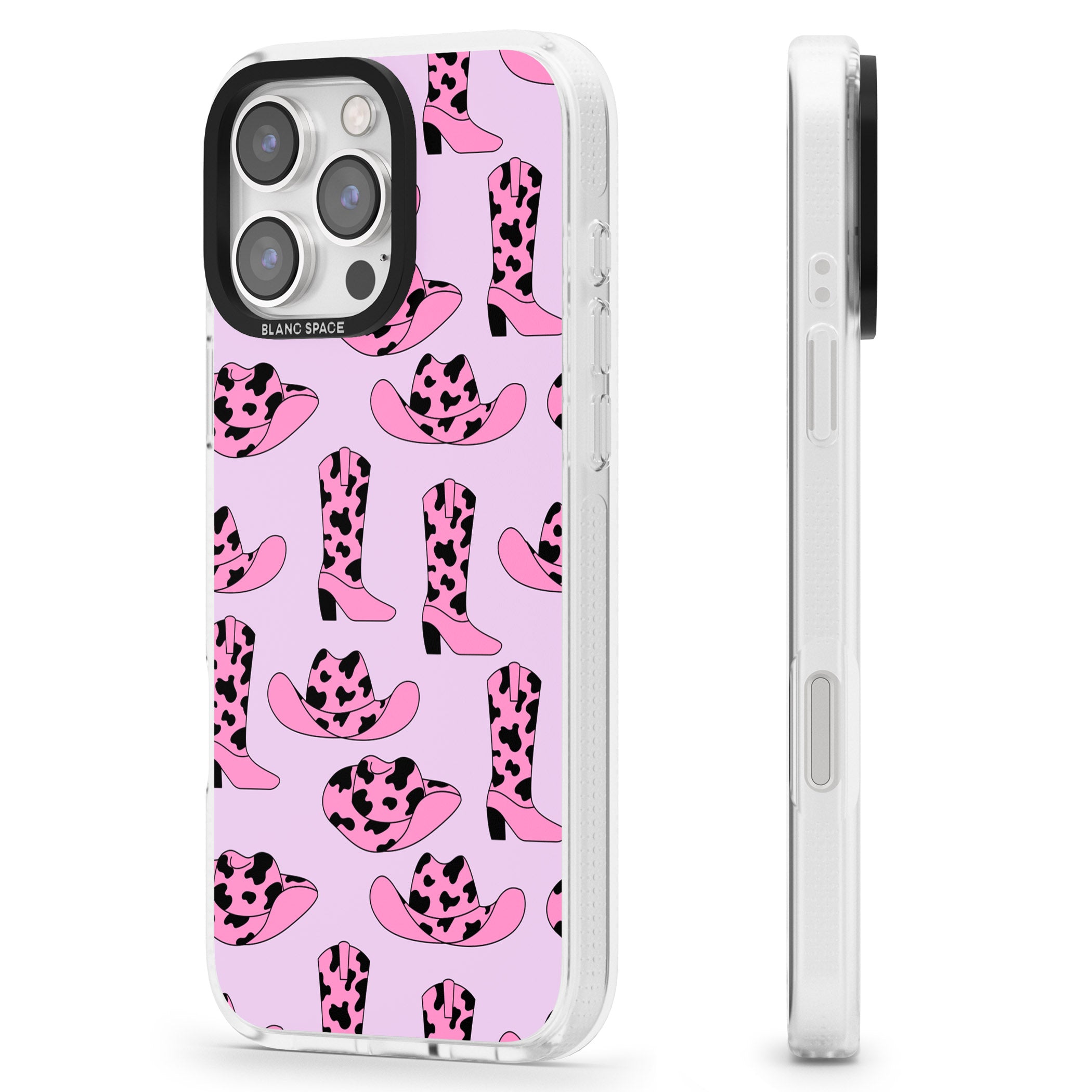 Cow-Girl Pattern iPhone 16 Pro Max / 16 Pro Clear Case Impact Air - Blanc Space