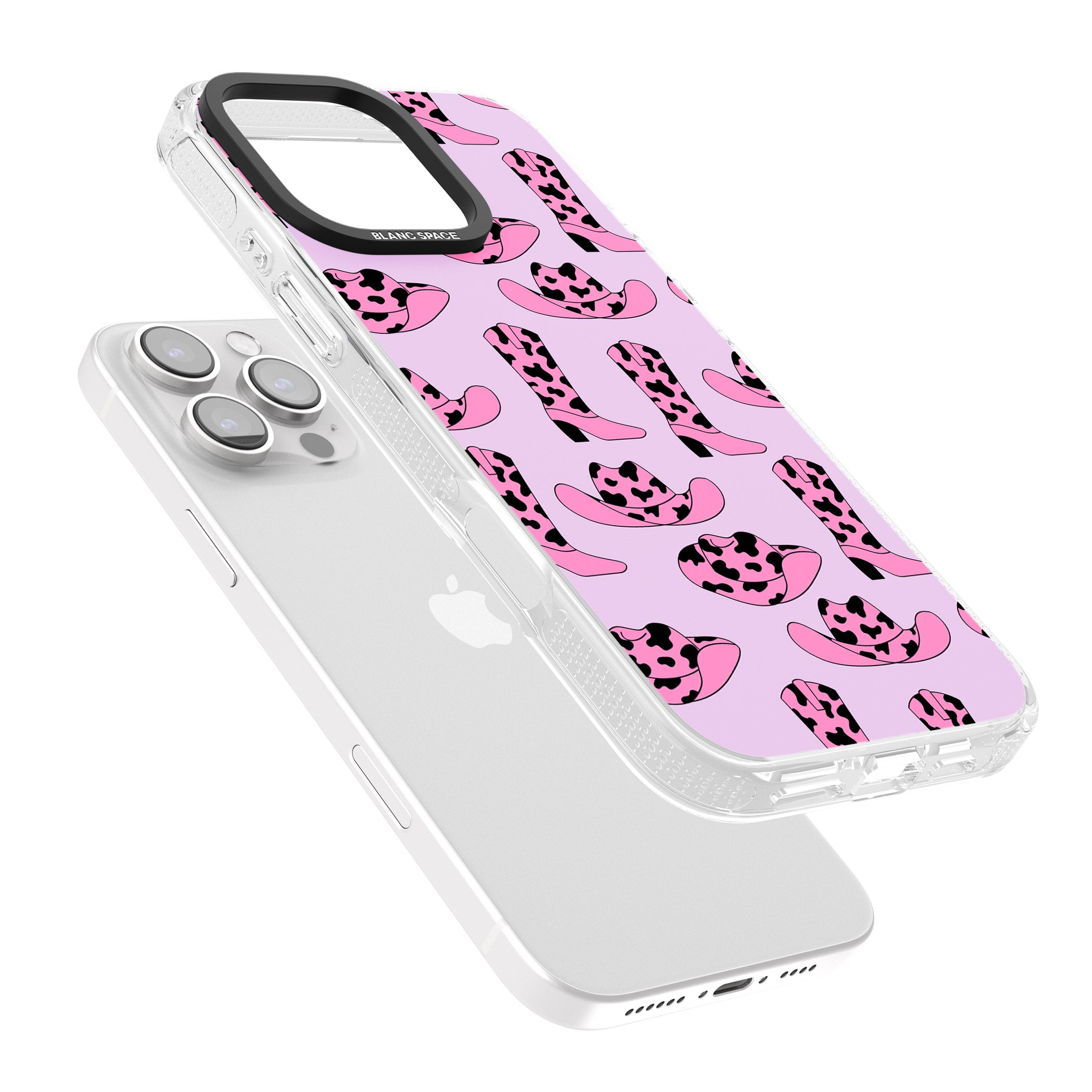 Cow-Girl Pattern iPhone 16 Pro Max / 16 Pro Clear Case Impact Air - Blanc Space