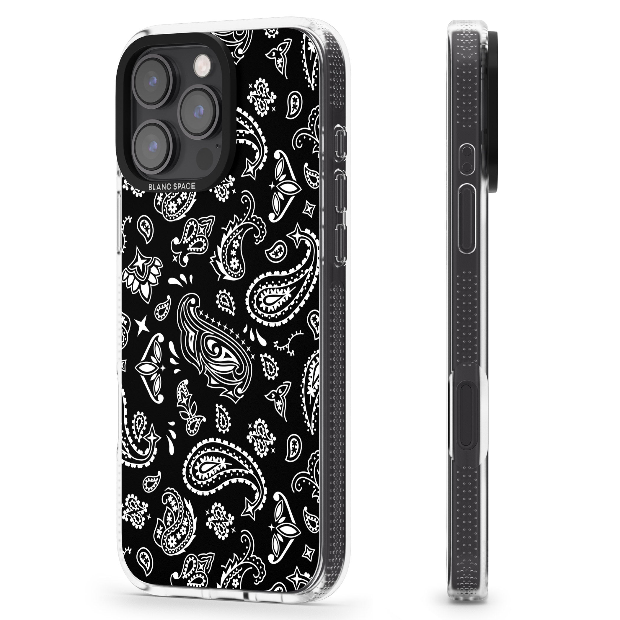 Black Bandana iPhone 16 Pro Max / 16 Pro Clear Case Impact Air - Blanc Space