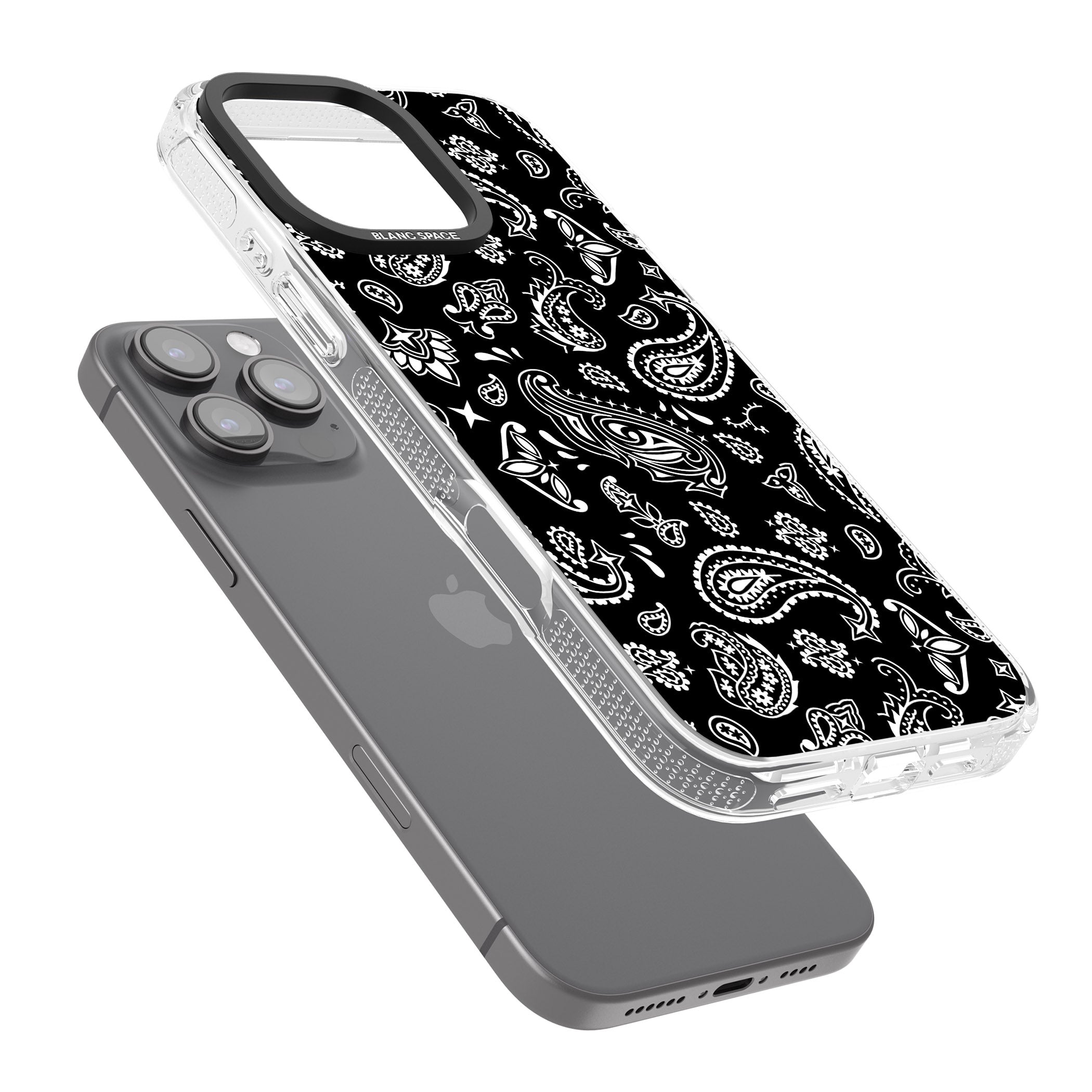Black Bandana iPhone 16 Pro Max / 16 Pro Clear Case Impact Air - Blanc Space