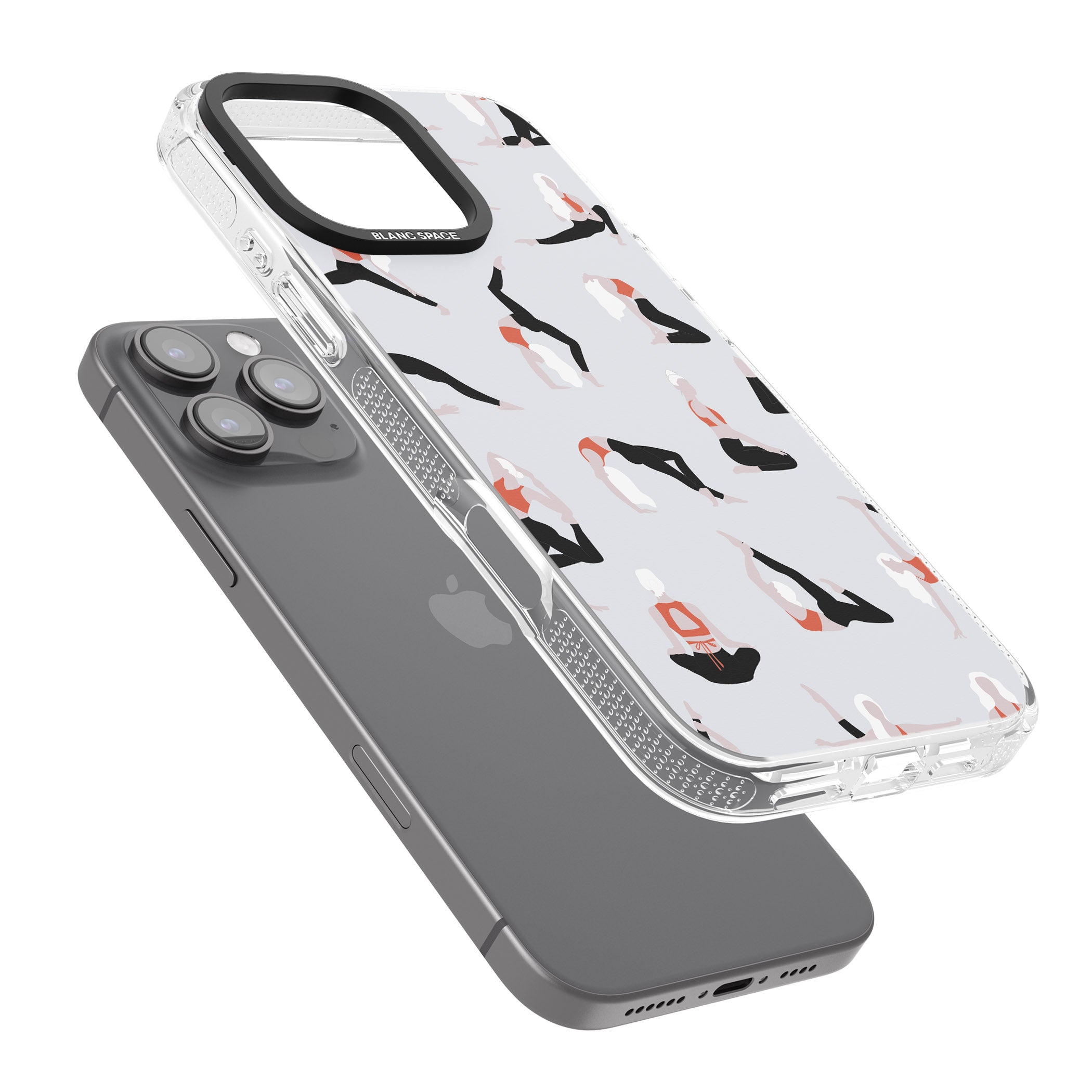 Yoga Poses iPhone 16 Pro Max / 16 Pro Clear Case Impact Air - Blanc Space