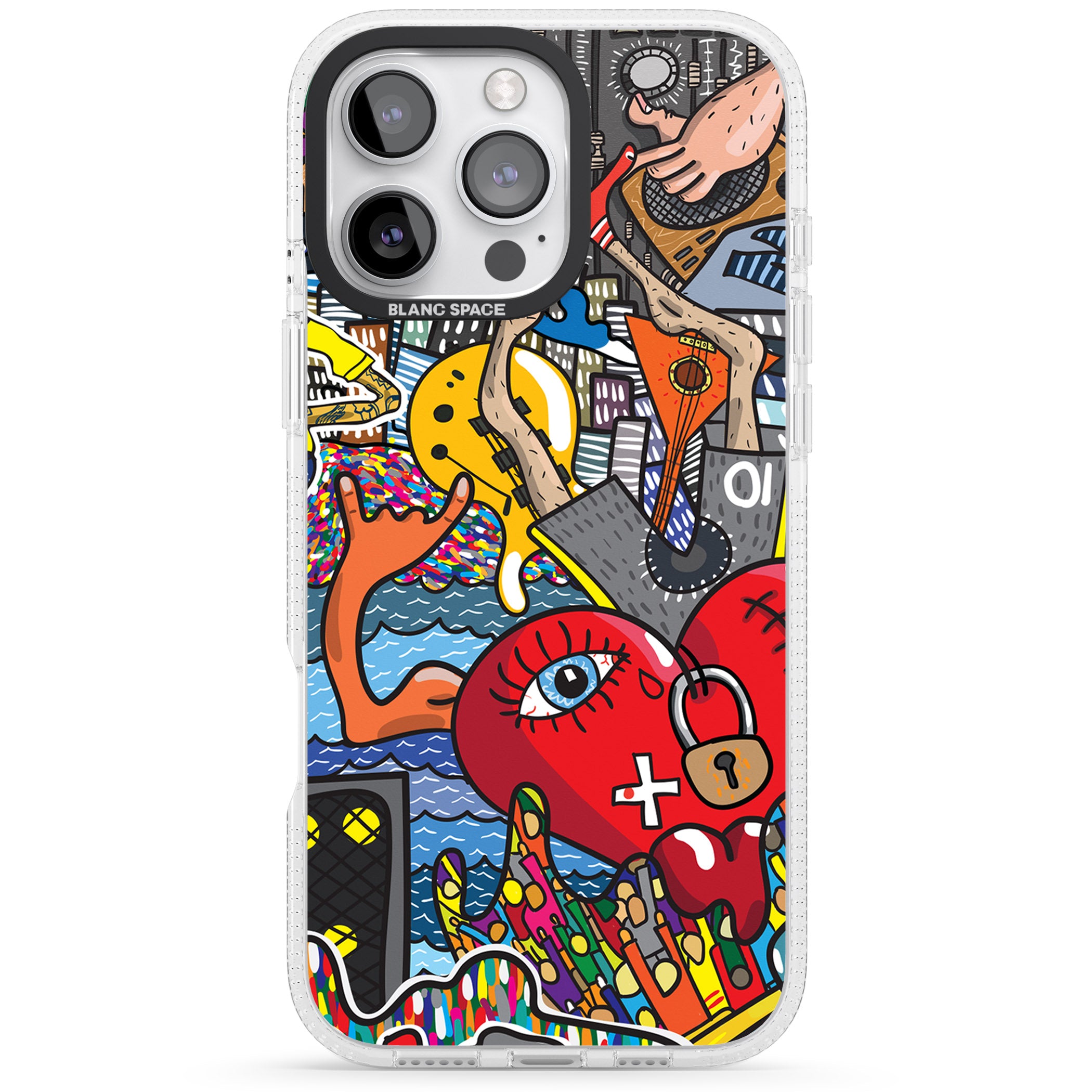 Crowd Tsunami iPhone 16 Pro Max / 16 Pro Clear Case Impact Air - Blanc Space