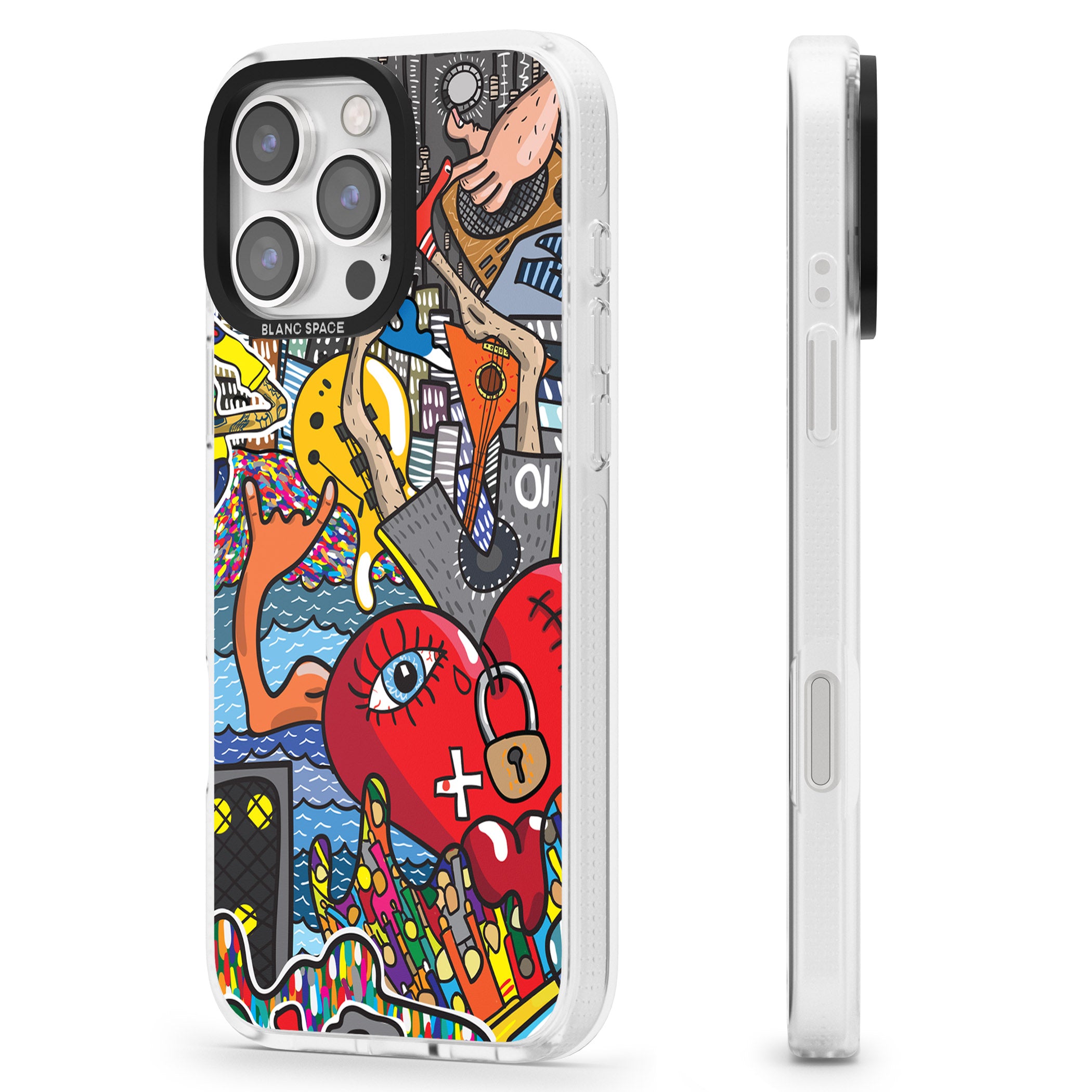 Crowd Tsunami iPhone 16 Pro Max / 16 Pro Clear Case Impact Air - Blanc Space