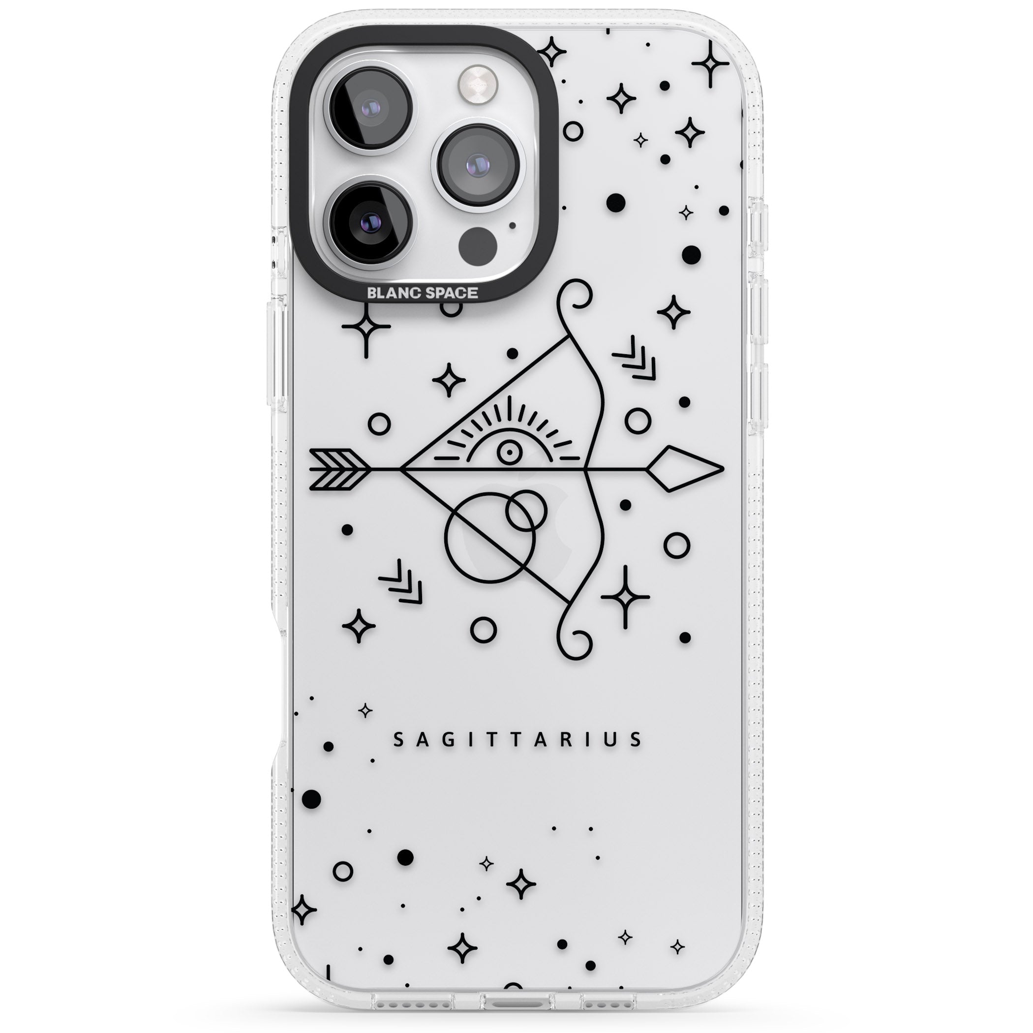 Sagittarius Emblem - Transparent Design iPhone 16 Pro Max / 16 Pro Clear Case Impact Air - Blanc Space