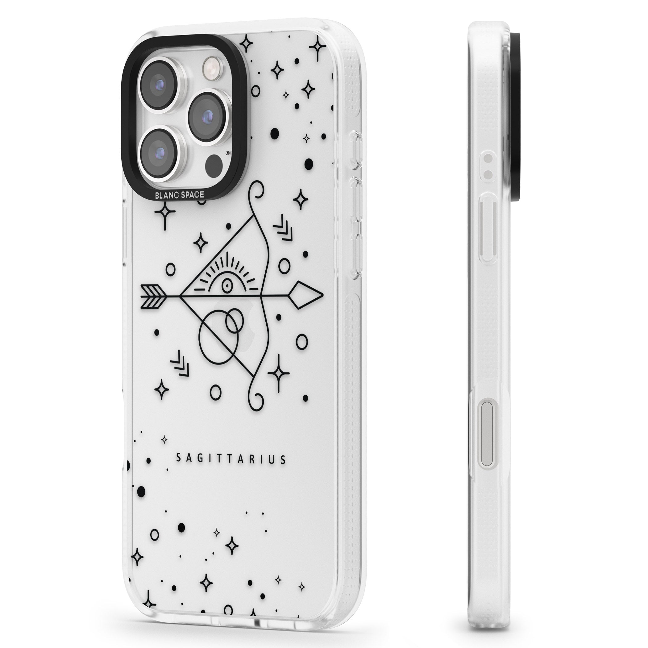 Sagittarius Emblem - Transparent Design iPhone 16 Pro Max / 16 Pro Clear Case Impact Air - Blanc Space