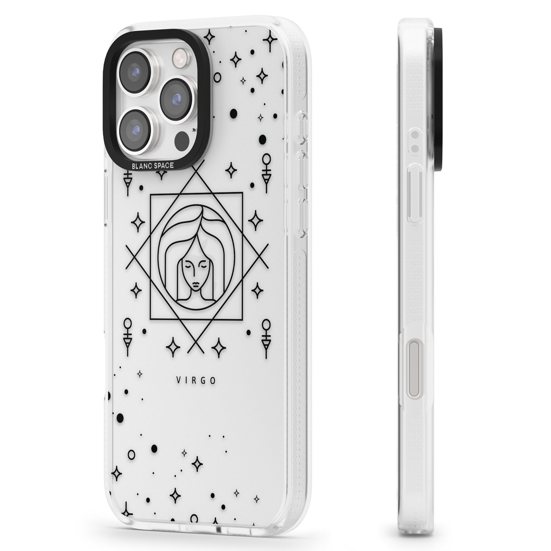 Virgo Emblem - Transparent Design iPhone 16 Pro Max / 16 Pro Clear Case Impact Air - Blanc Space