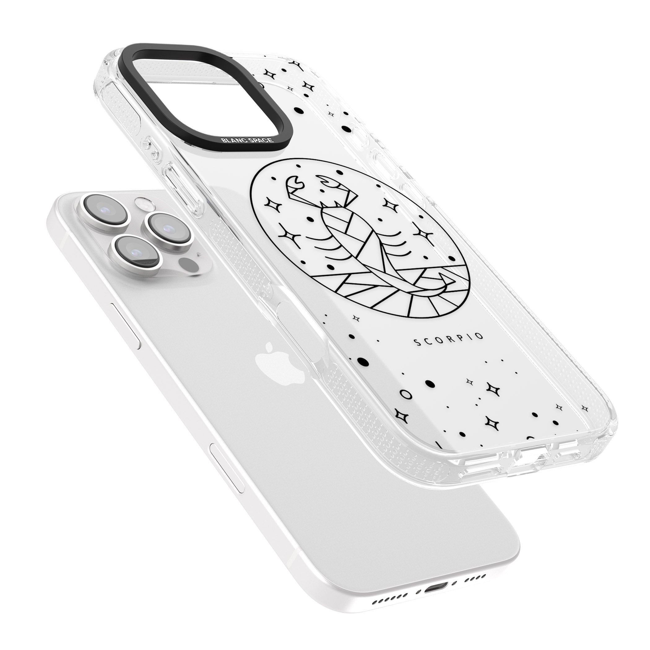 Scorpio Emblem - Transparent Design iPhone 16 Pro Max / 16 Pro Clear Case Impact Air - Blanc Space