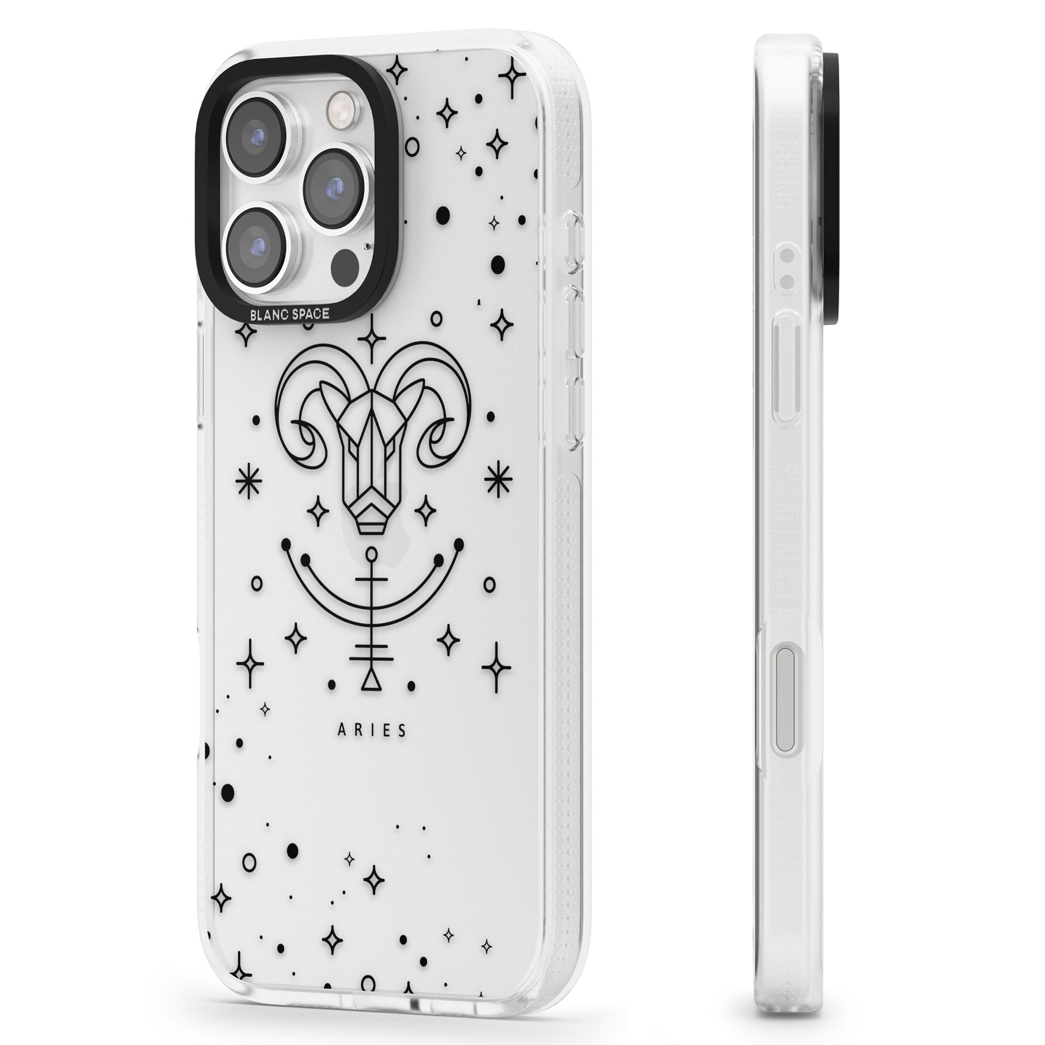 Aries Emblem - Transparent Design iPhone 16 Pro Max / 16 Pro Clear Case Impact Air - Blanc Space