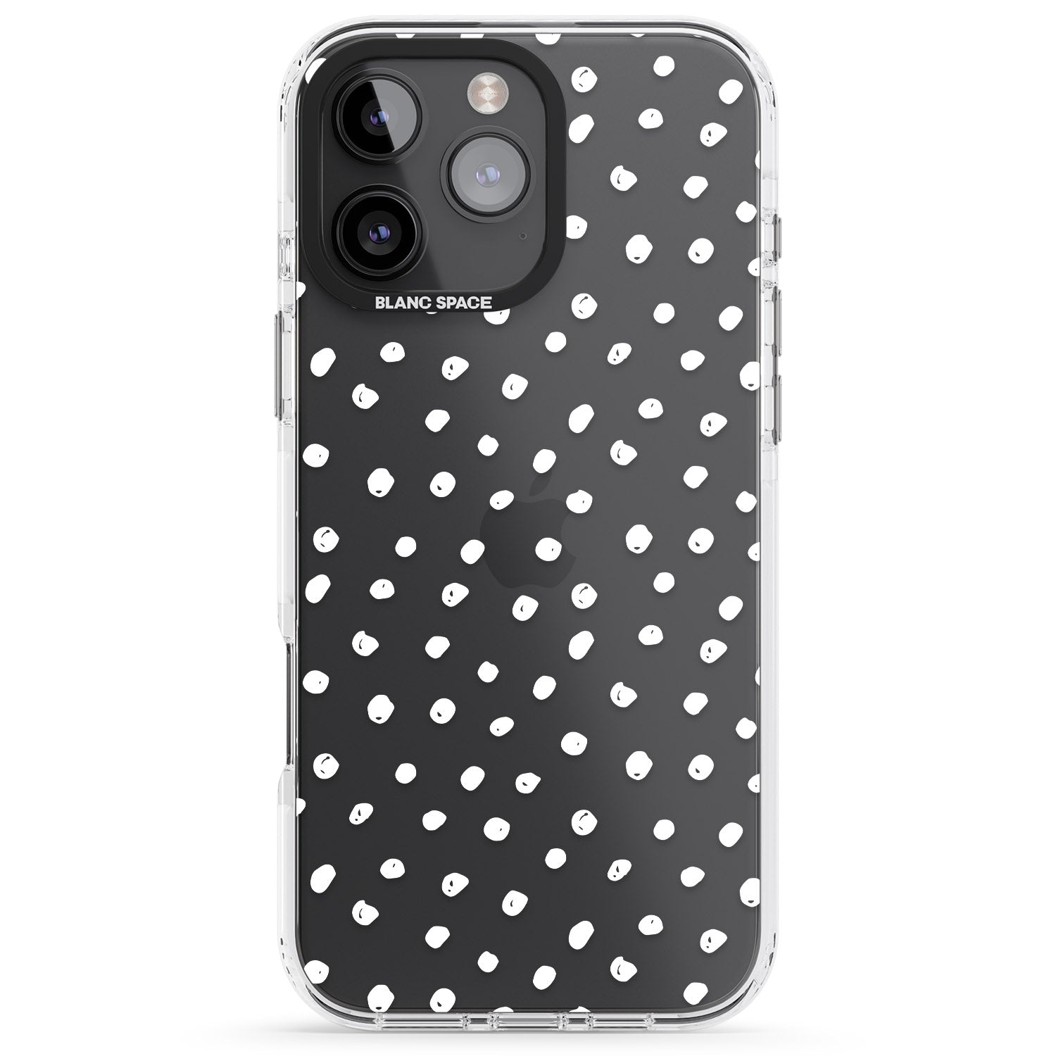 iPhone 16 Pro Max Messy White Dot Pattern Black Impact Phone Case