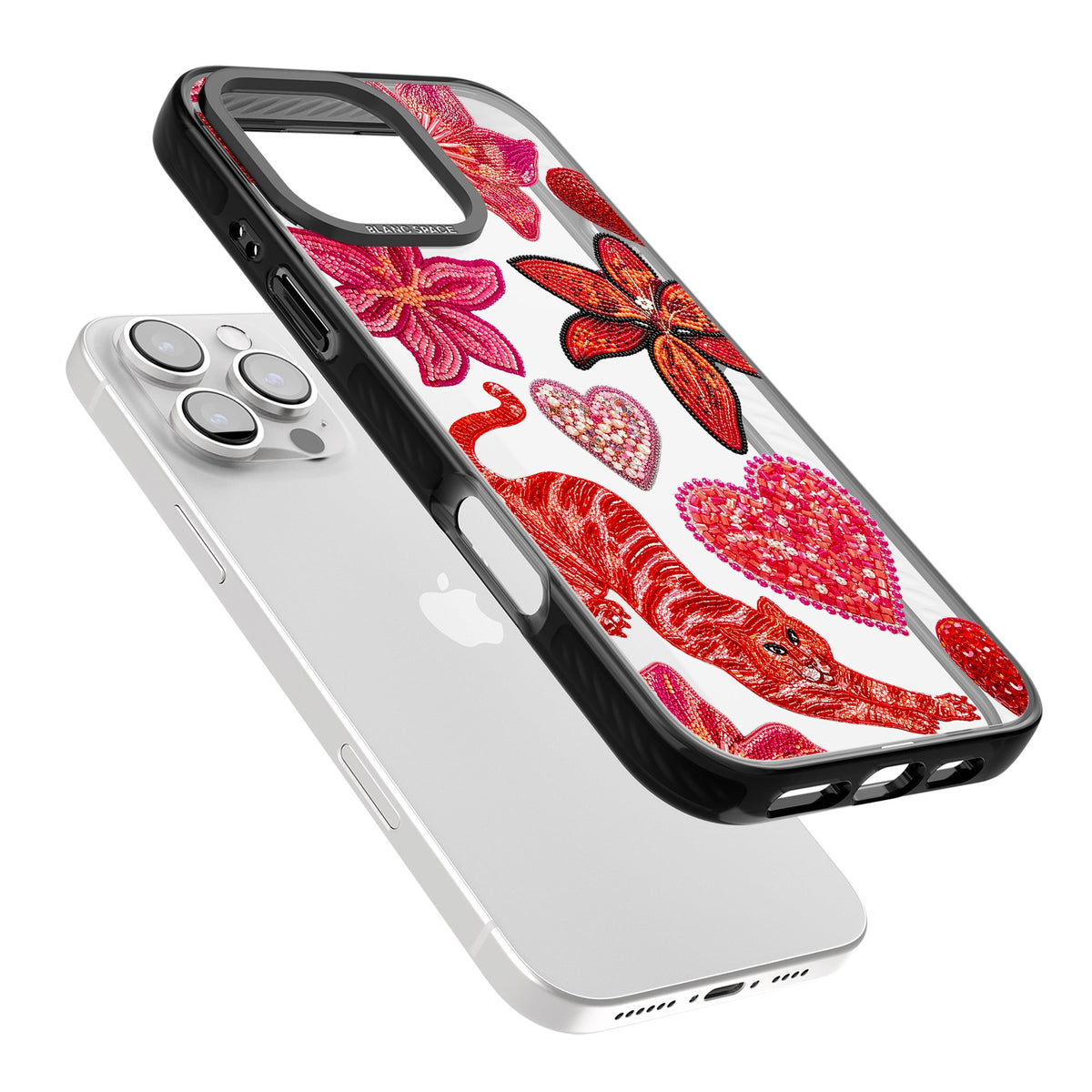 Beaded Boho iPhone 16 Pro / iPhone 16 Pro Max Impact Black Phone Case angled