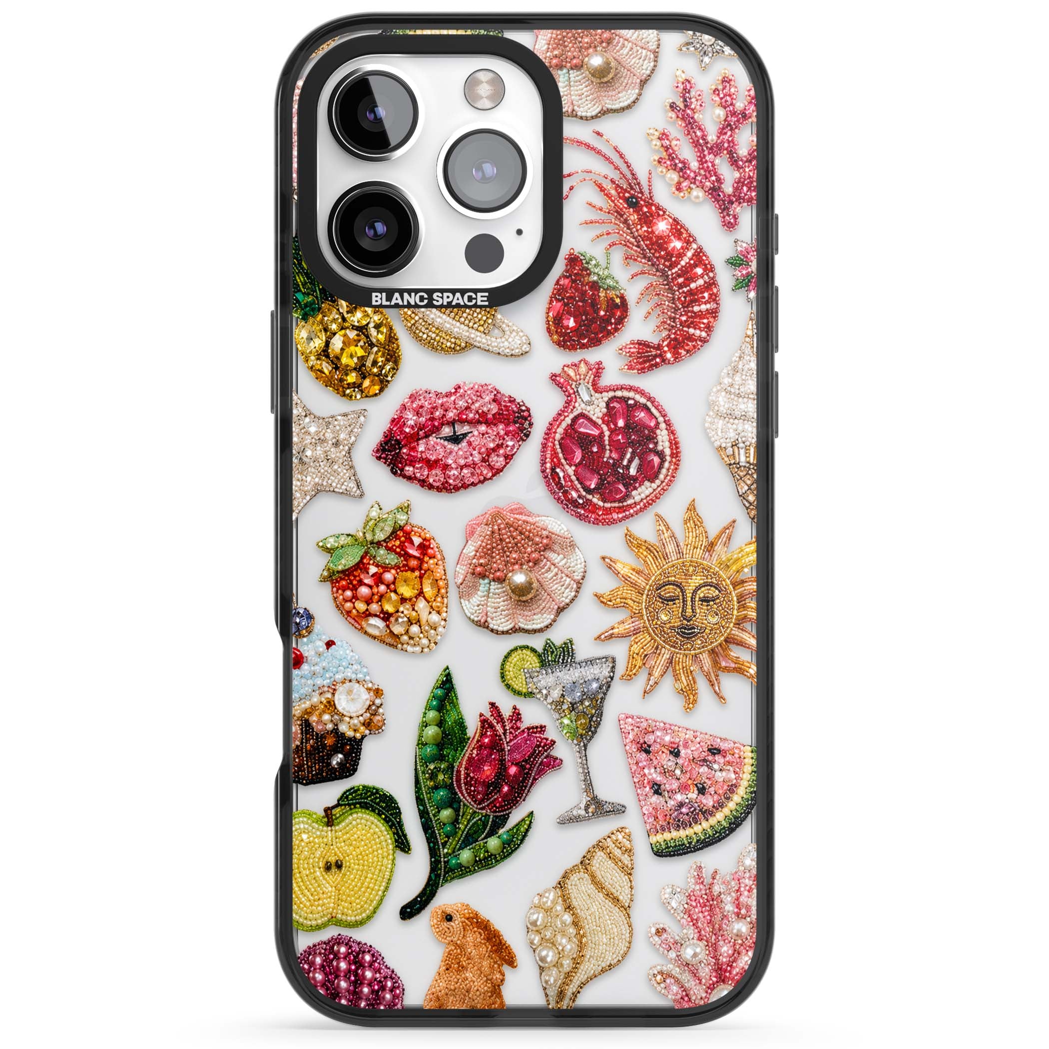 Beaded Riviera coquette iPhone case | Black Impact case for iPhone 16 Pro, iPhone 16 Pro Max