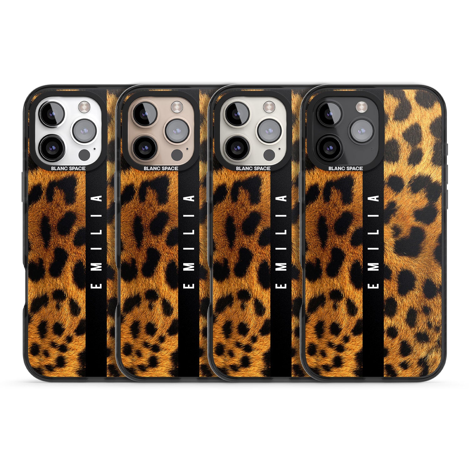iPhone 16 Pro Max Personalised Leopard Print Black Impact Phone Case
