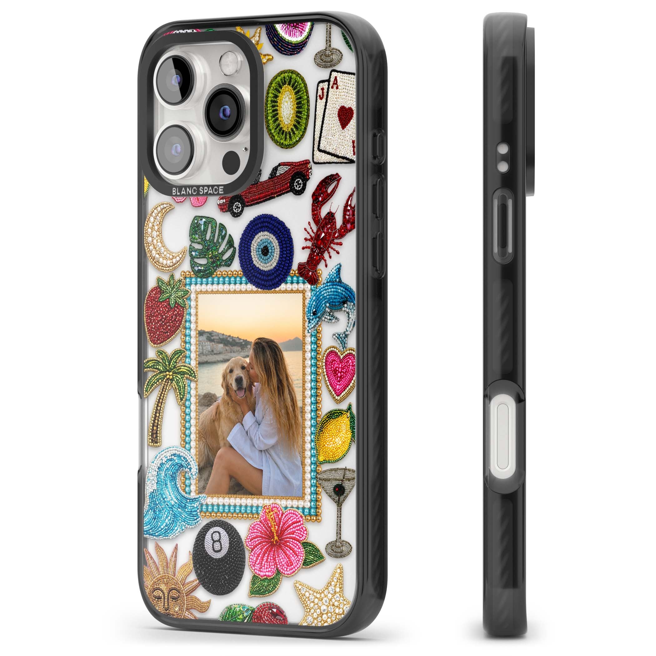 Beaded Photo coastal iPhone case | Black Impact case for iPhone 16 Pro, iPhone 16 Pro Max