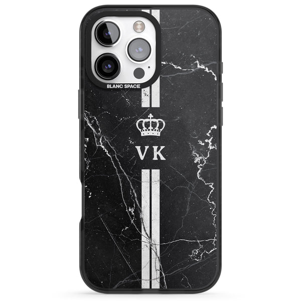 Personalised Black Marble Stripe Initials
