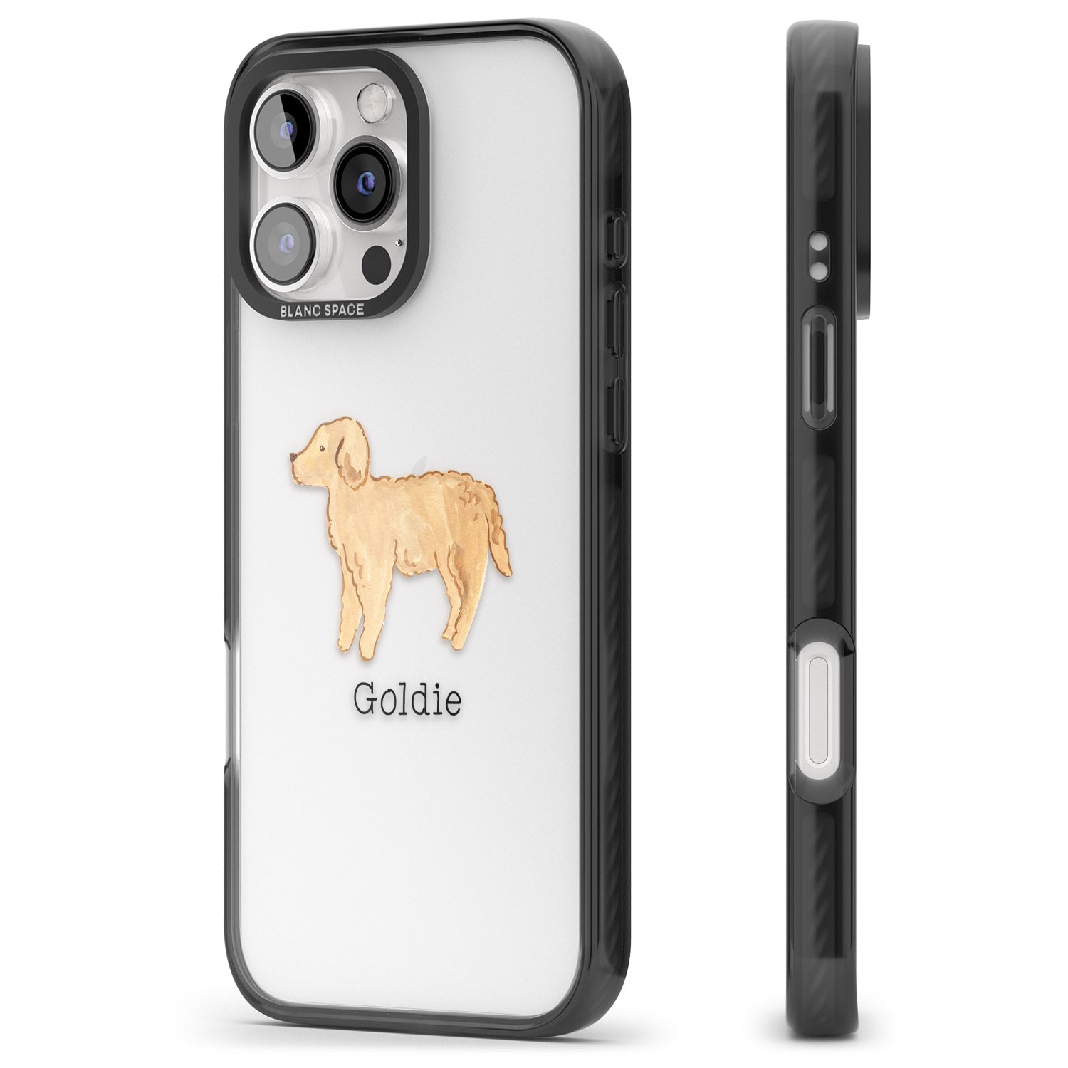 iPhone 16 Pro Max Personalised Hand Painted Goldendoodle Black Impact Phone Case