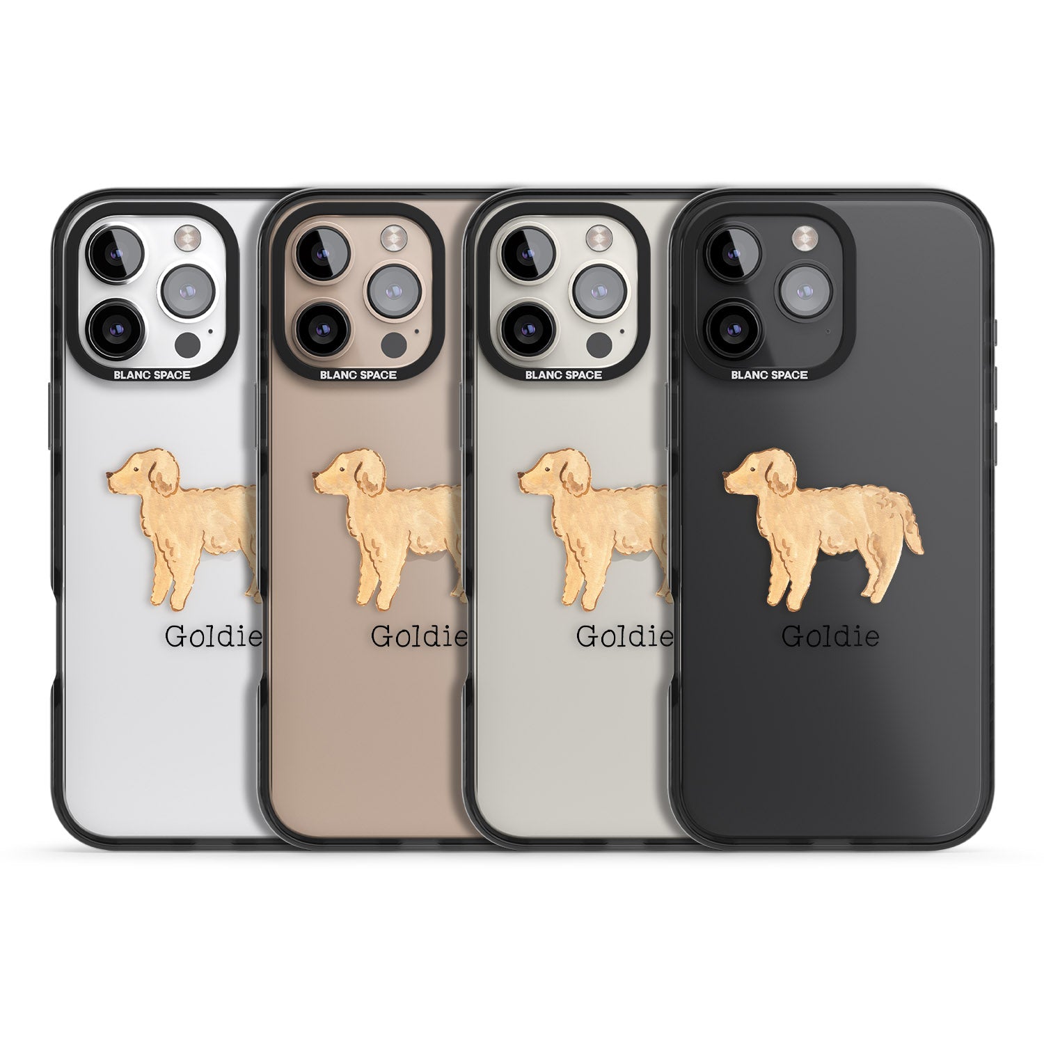 iPhone 16 Pro Max Personalised Hand Painted Goldendoodle Black Impact Phone Case