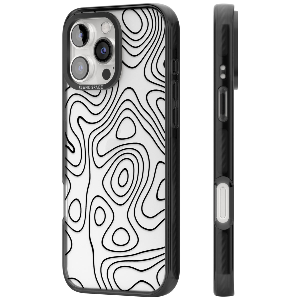Damascus Steel iPhone 16 Pro / iPhone 16 Pro Max Impact Black Phone Case side
