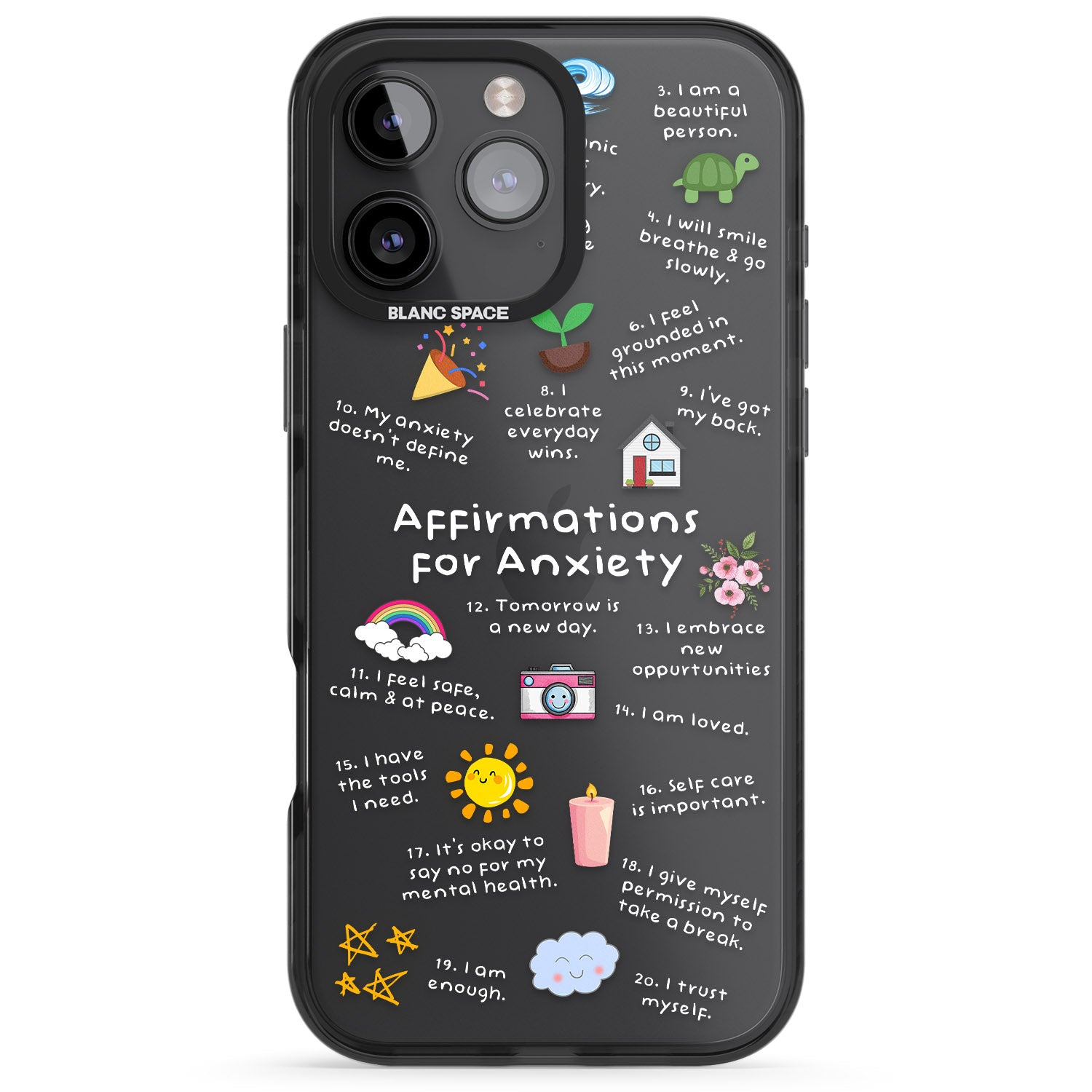 iPhone 16 Pro Max Anxiety White Text Black Impact Phone Case