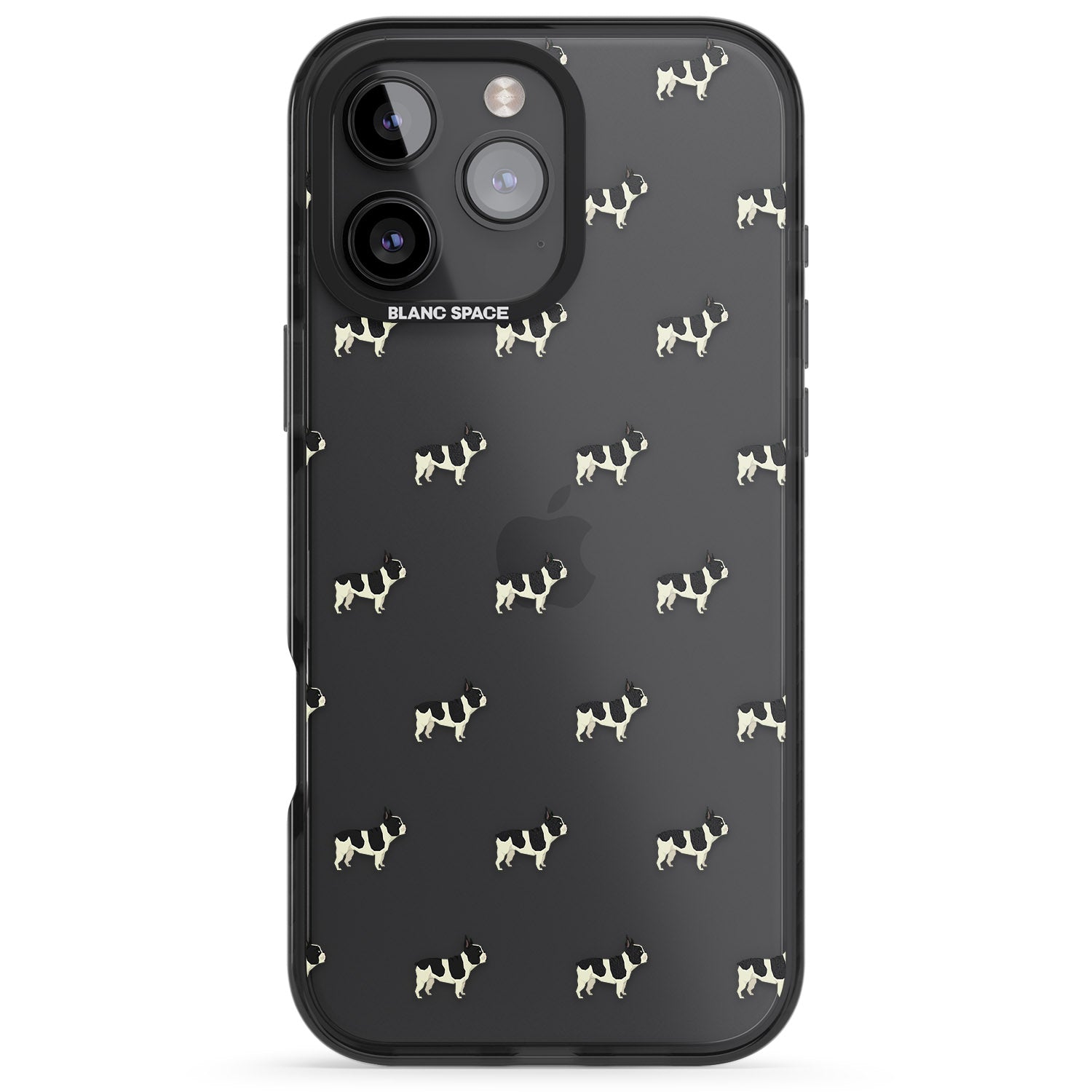 iPhone 16 Pro Max French Bulldog Dog Pattern Clear Black Impact Phone Case