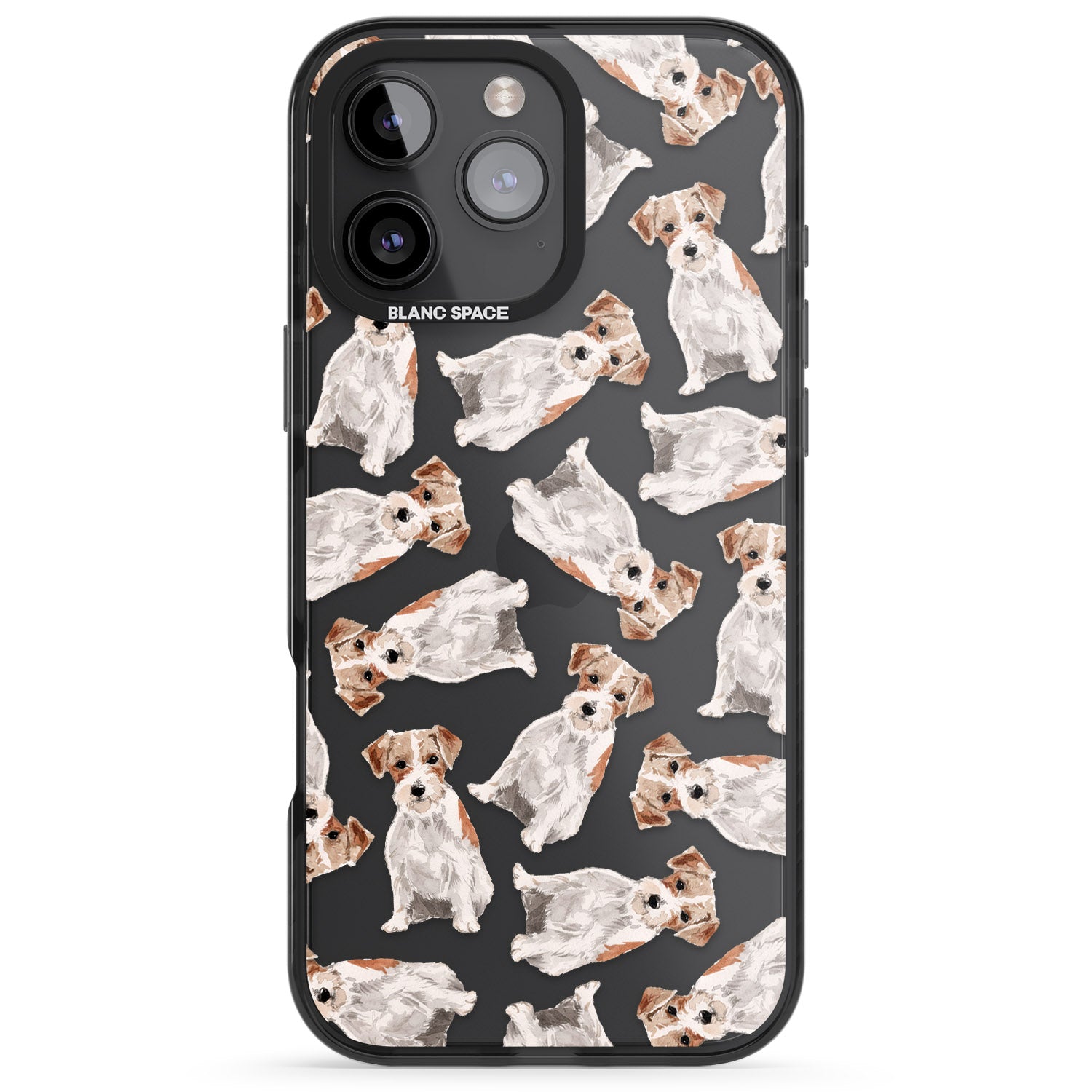 iPhone 16 Pro Max Wirehaired Jack Russell Watercolour Dog Pattern Black Impact Phone Case