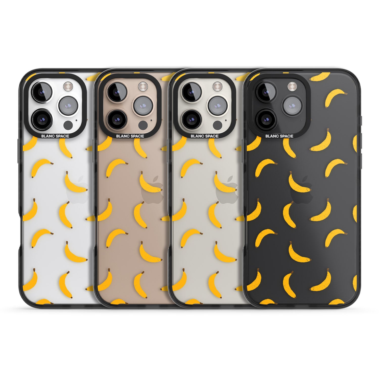 iPhone 16 Pro Max Banana Pattern Black Impact Phone Case