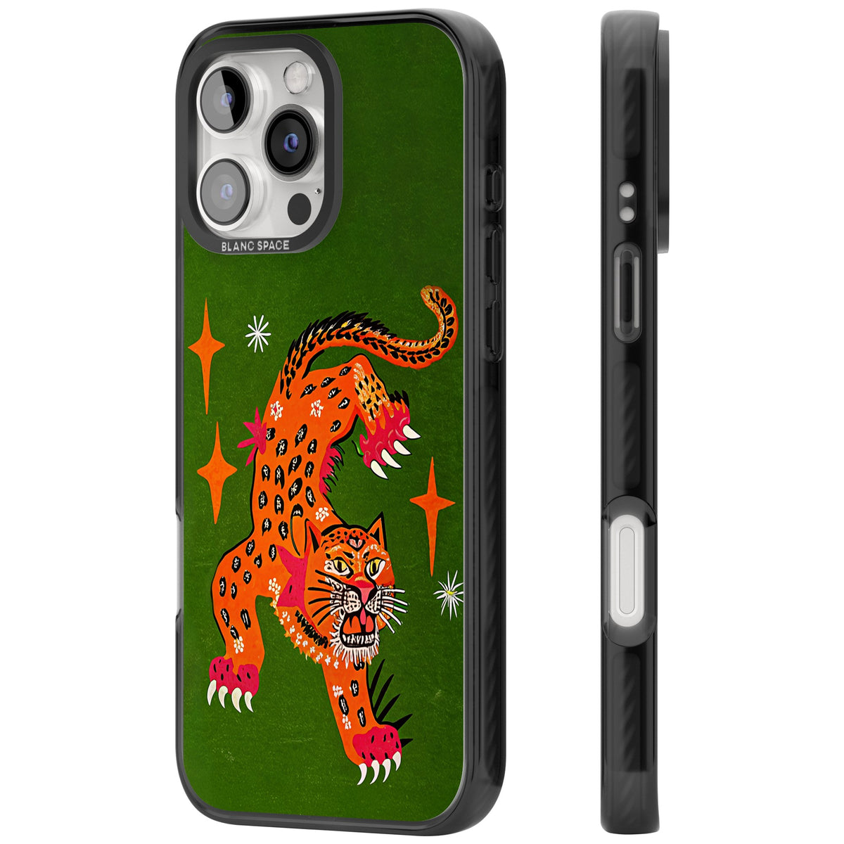 Fierce Jaguar iPhone 16 Pro / iPhone 16 Pro Max Impact Black Phone Case side