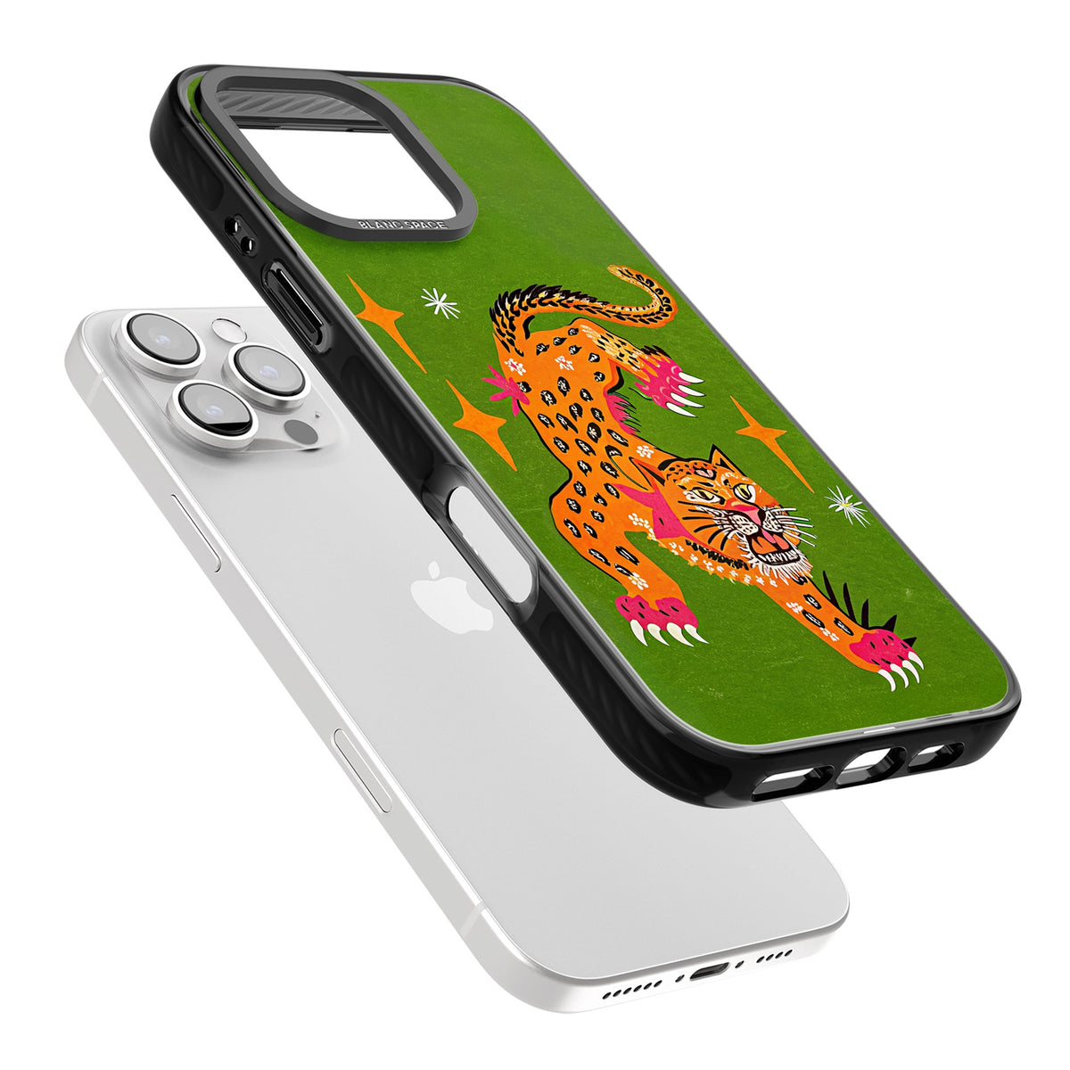 Fierce Jaguar iPhone 16 Pro / iPhone 16 Pro Max Impact Black Phone Case angled