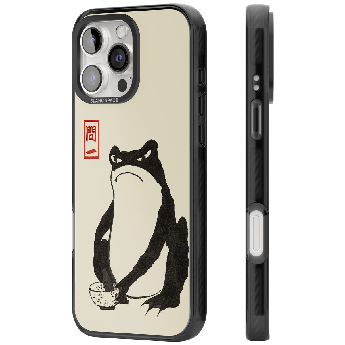 Matsumoto Hoji Grumpy Toad iPhone 16 Pro / iPhone 16 Pro Max Impact Black Phone Case side