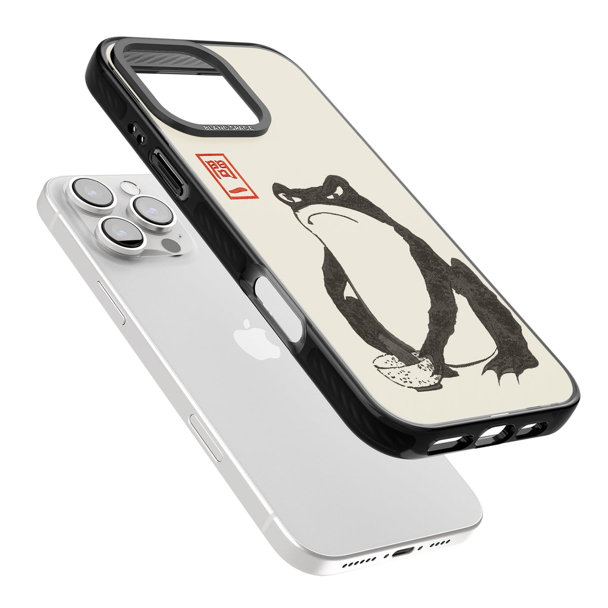 Matsumoto Hoji Grumpy Toad iPhone 16 Pro / iPhone 16 Pro Max Impact Black Phone Case angled