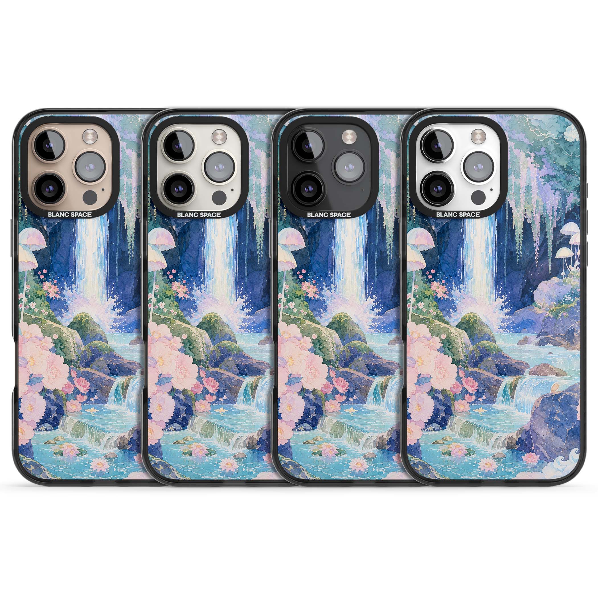 Mystic Waterfall art iPhone case | Black Impact Magsafe case for iPhone 16 Pro, iPhone 16 Pro Max