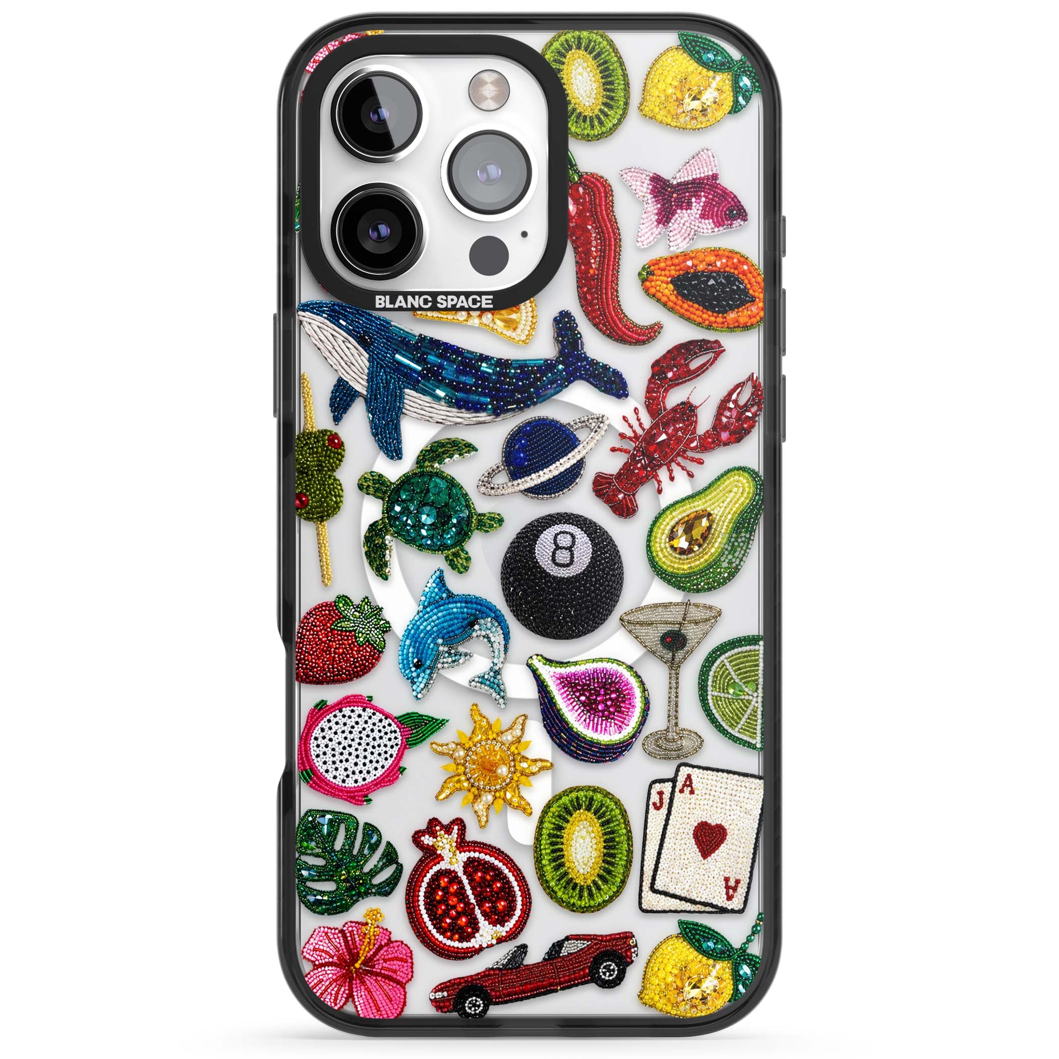 Beaded Mix cute iPhone case | Black Impact Magsafe case for iPhone 16 Pro, iPhone 16 Pro Max