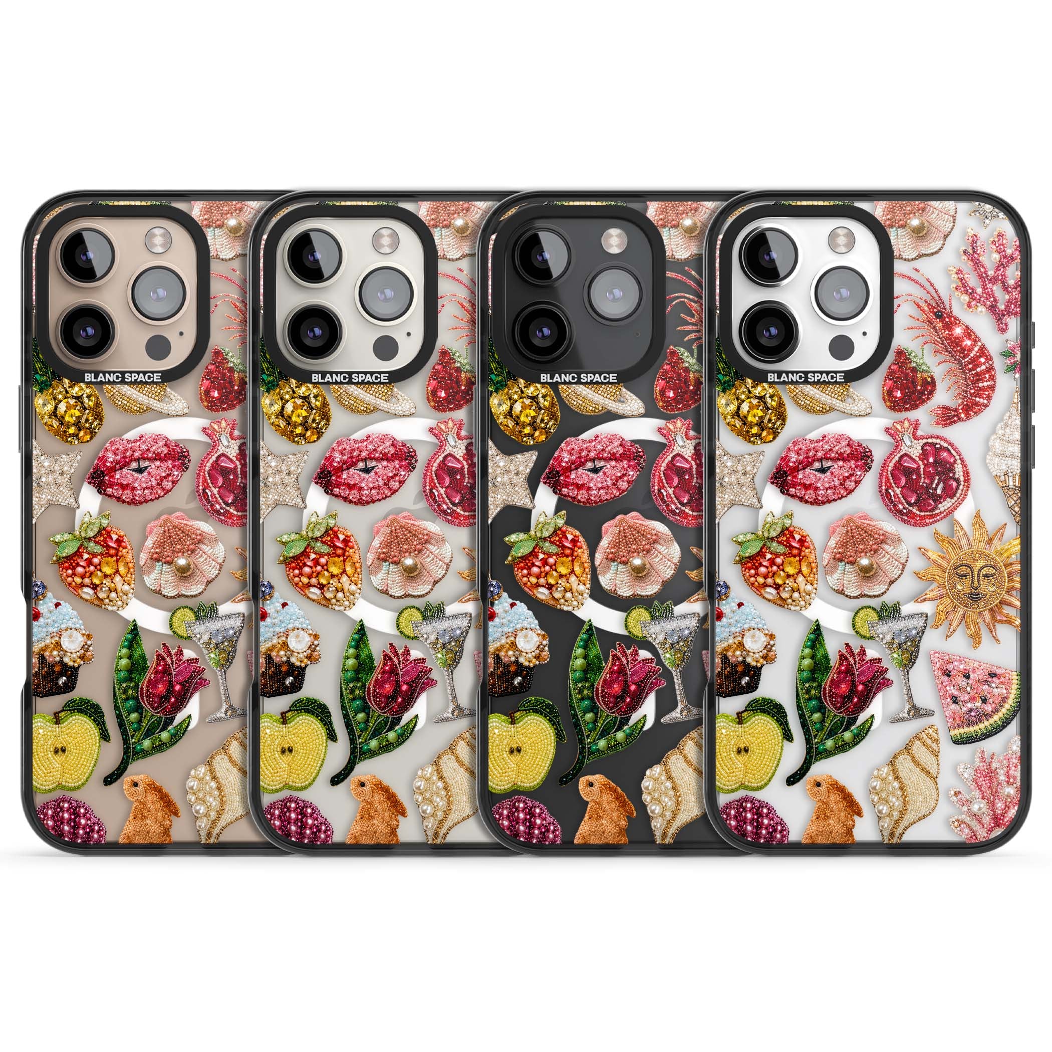 Beaded Riviera coquette iPhone case | Black Impact Magsafe case for iPhone 16 Pro, iPhone 16 Pro Max