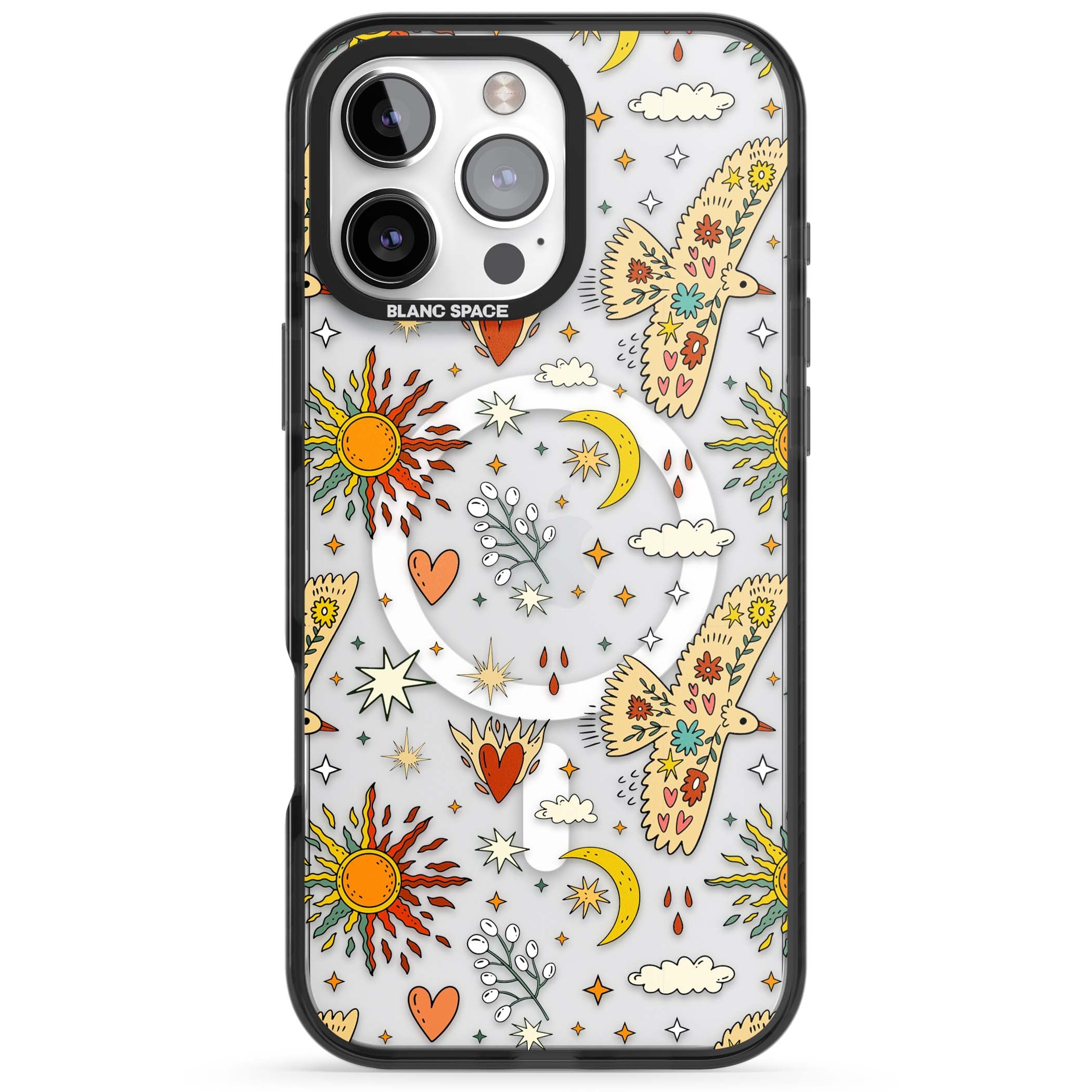 Elevate Your Phone'S Style With This Boho Celestial Sun & Eye Phone Case, Featuring A Mystical Blend Of Suns, All-Seeing Eyes, Butterflies, Stars, And