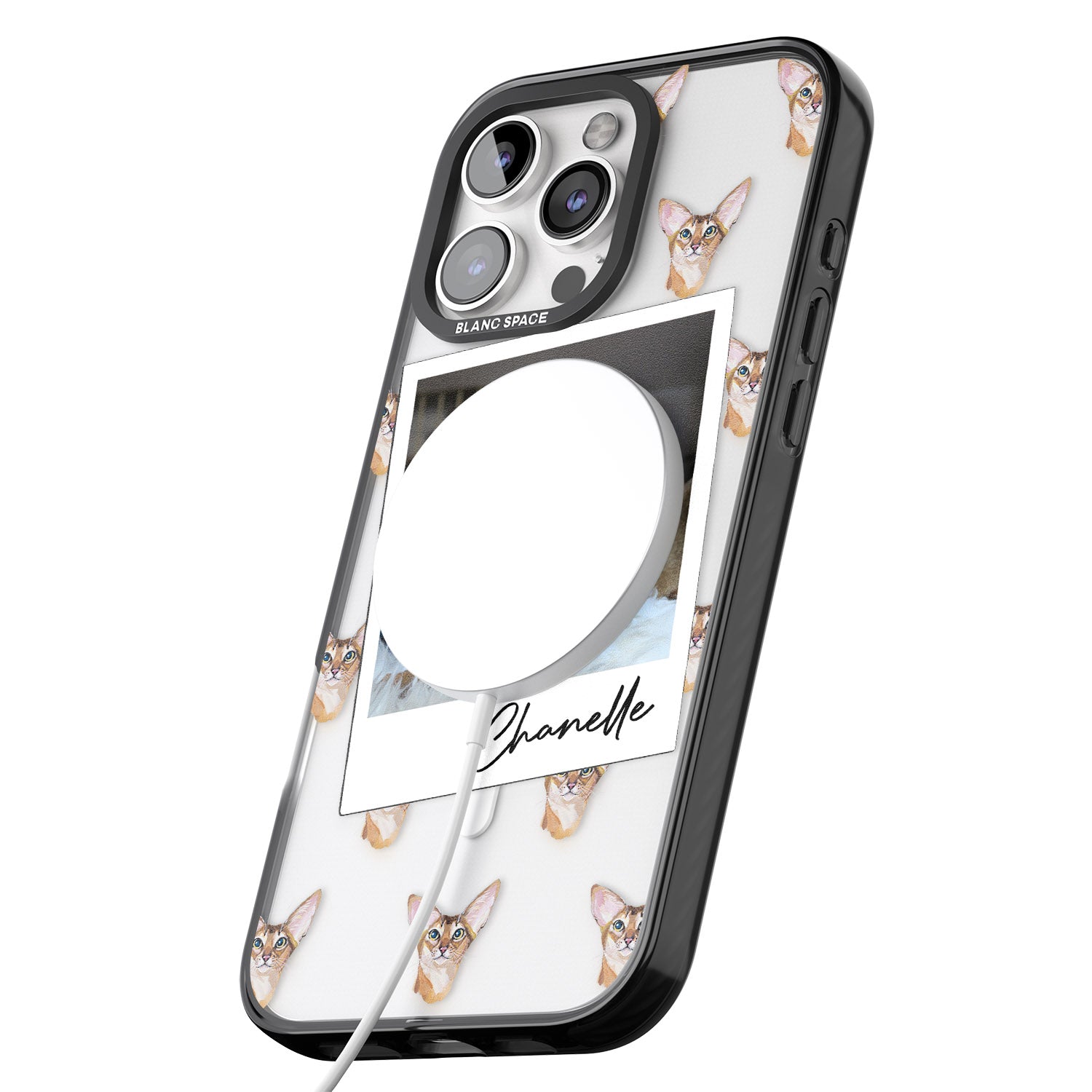 iPhone 16 Pro Max Personalised Abyssinian Cat Photo Black Impact Phone Case