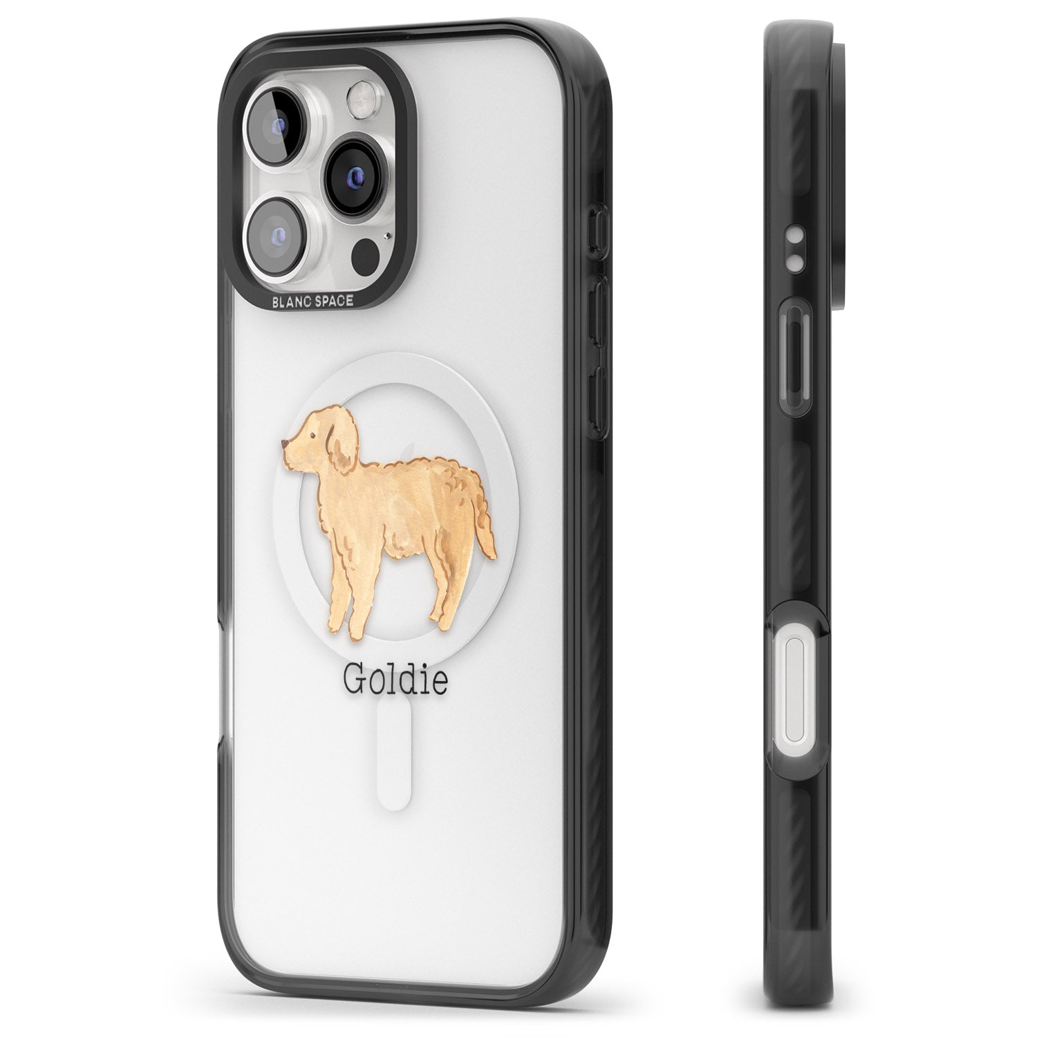 iPhone 16 Pro Max Personalised Hand Painted Goldendoodle Black Impact Phone Case