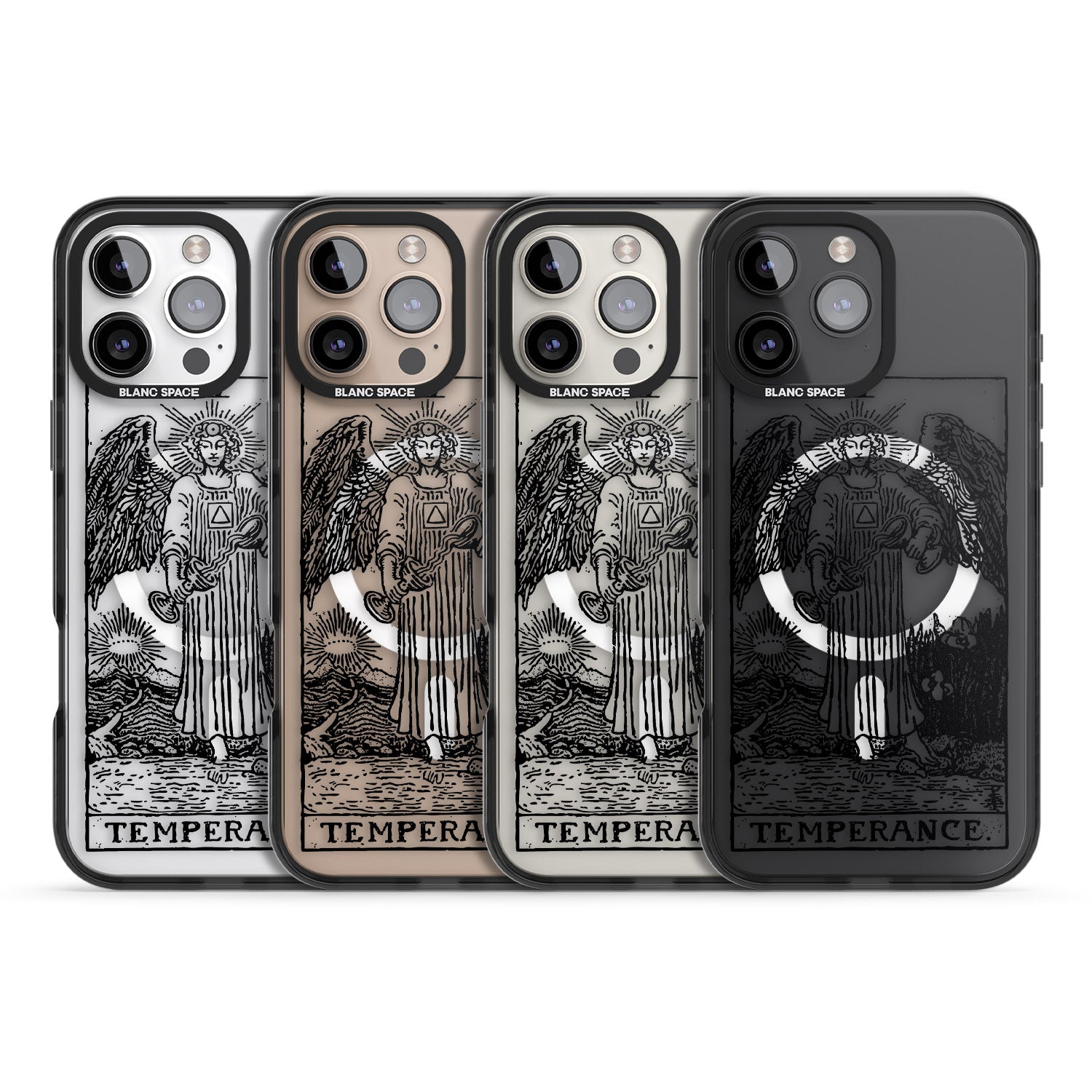 iPhone 16 Pro Max Personalised Temperance Tarot Card - Transparent Black Impact Phone Case