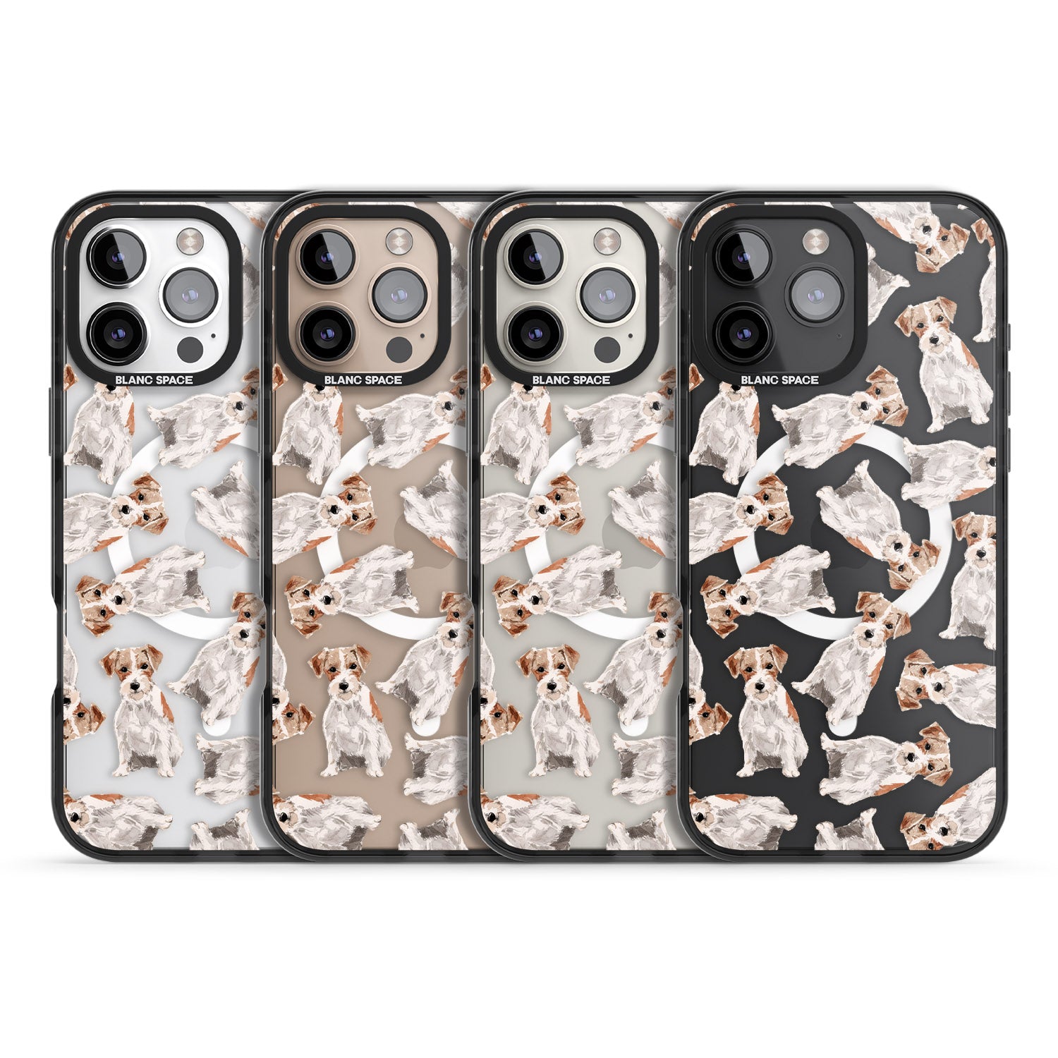 iPhone 16 Pro Max Wirehaired Jack Russell Watercolour Dog Pattern Black Impact Phone Case