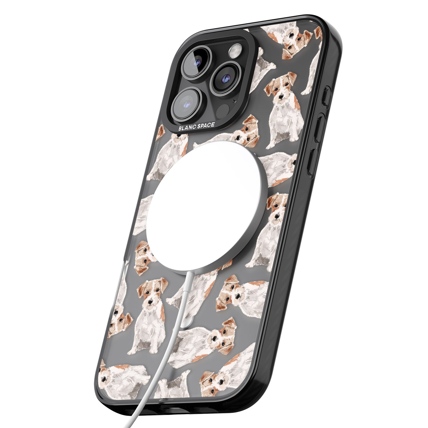 iPhone 16 Pro Max Wirehaired Jack Russell Watercolour Dog Pattern Black Impact Phone Case